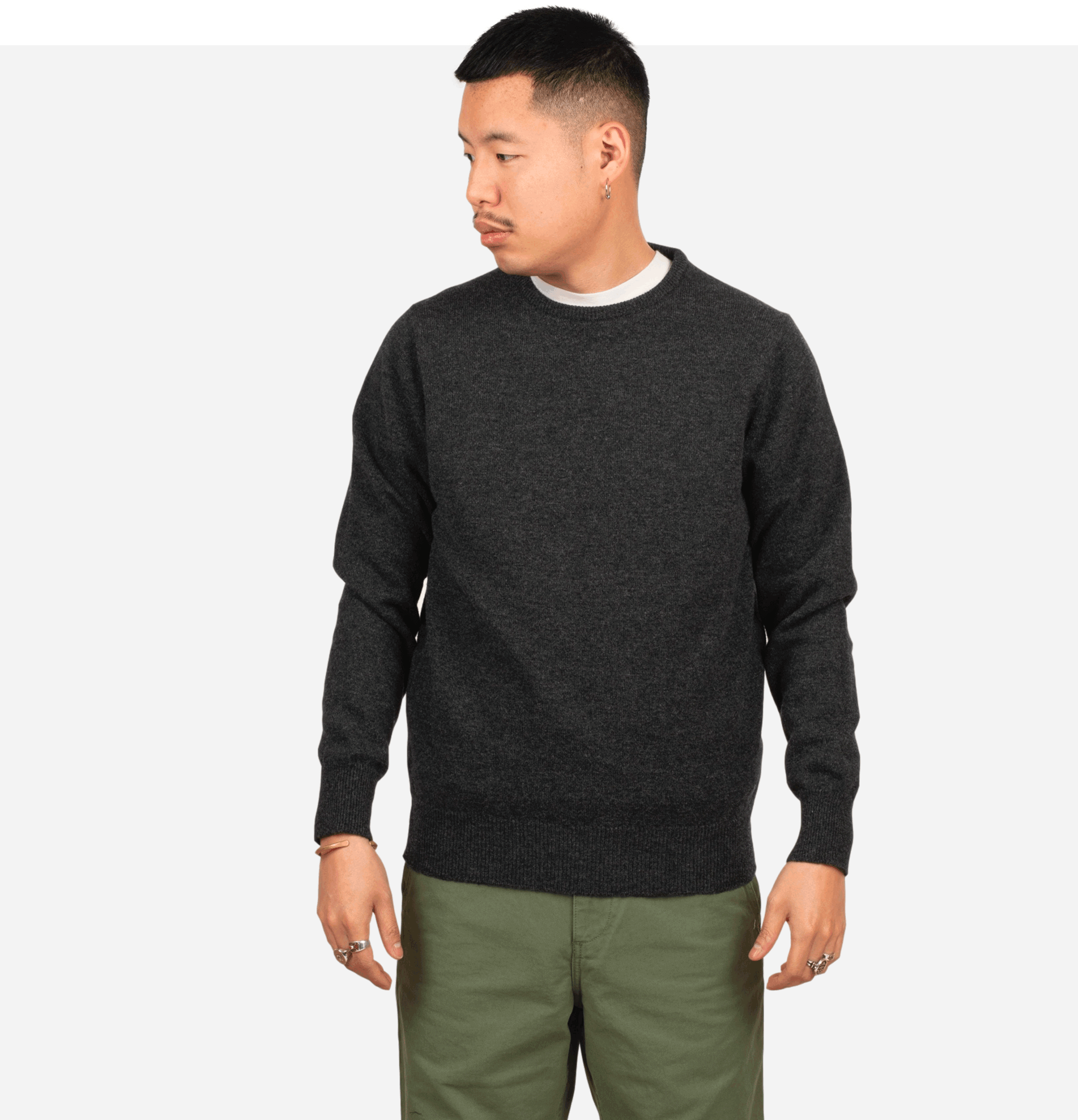 William Lockie Round Neck Pullover Charcoal
