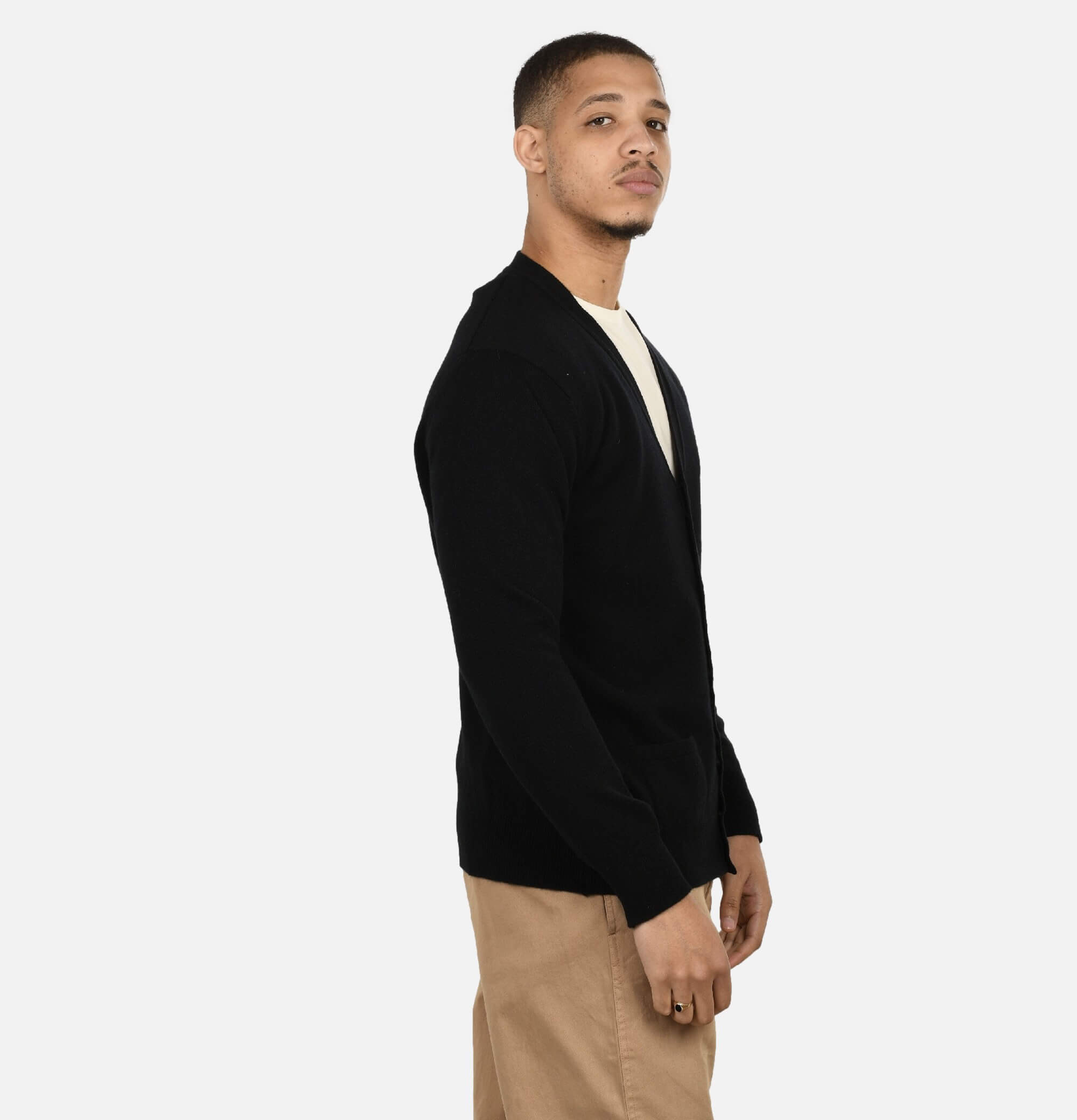 William Lockie Lambswool Cardigan Black