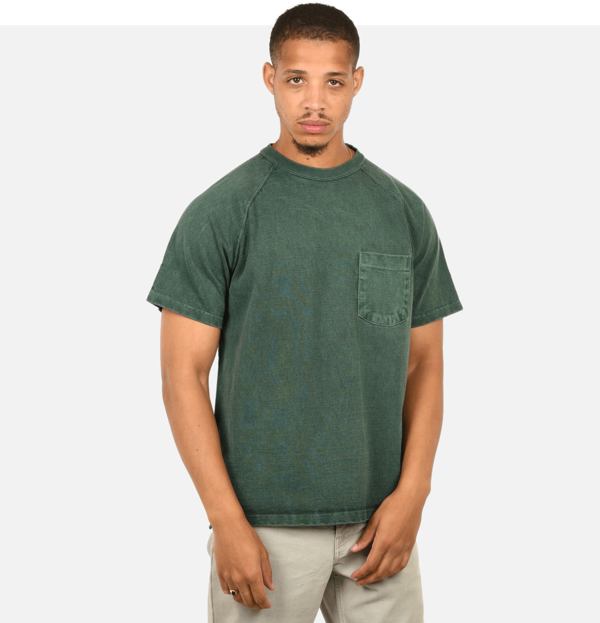 Heavy Raglan Pocket Tee Dark Green