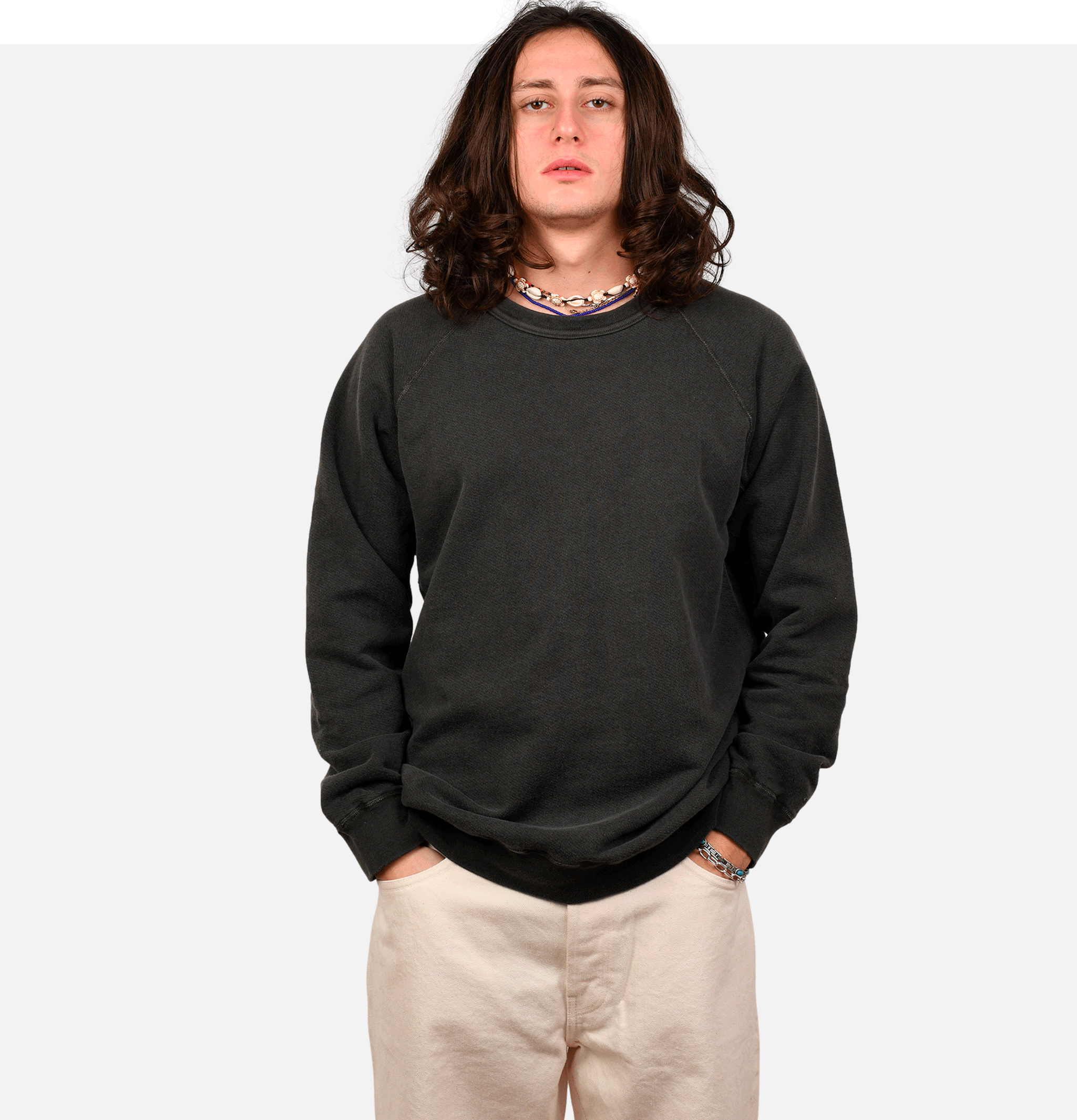 Raglan Crew Sweat P-black