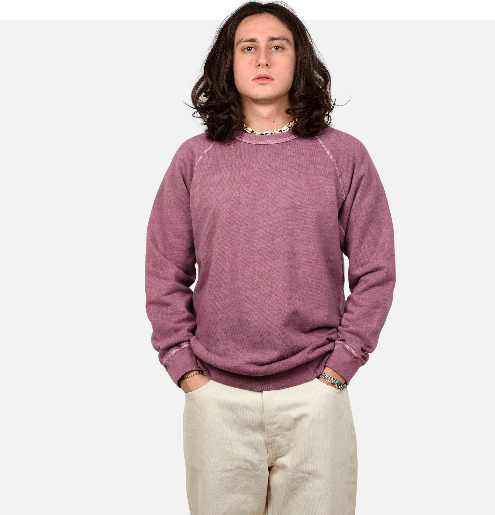 Good On Japan Raglan Pigment Dyed Crew Azuki