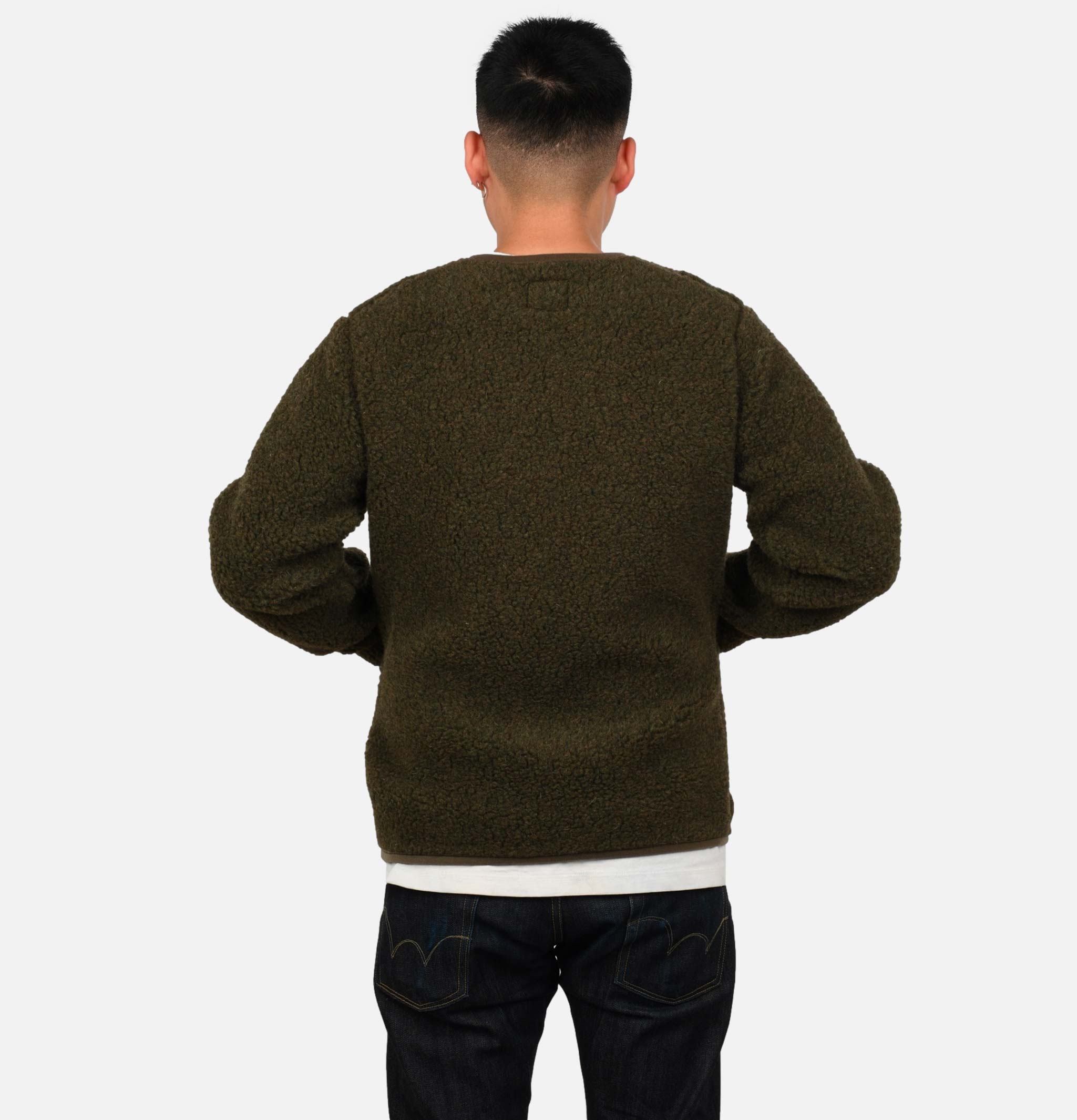 Zip Up Vee Cardigan Khaki