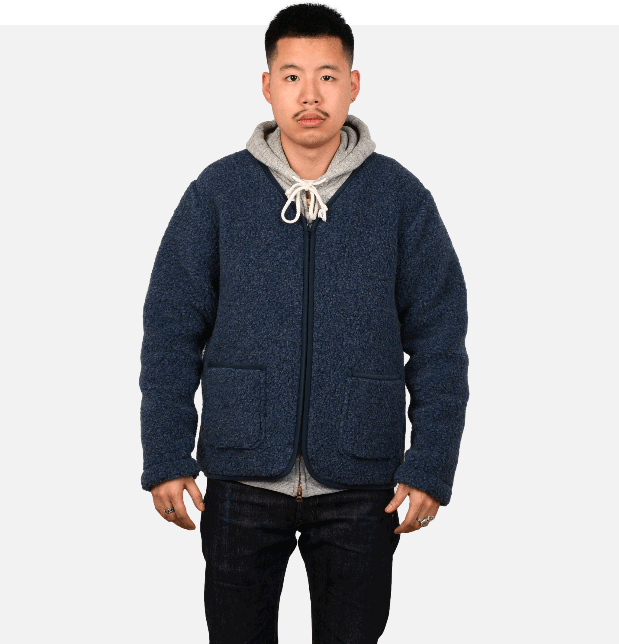 Zip Up Vee Cardigan Darkblue