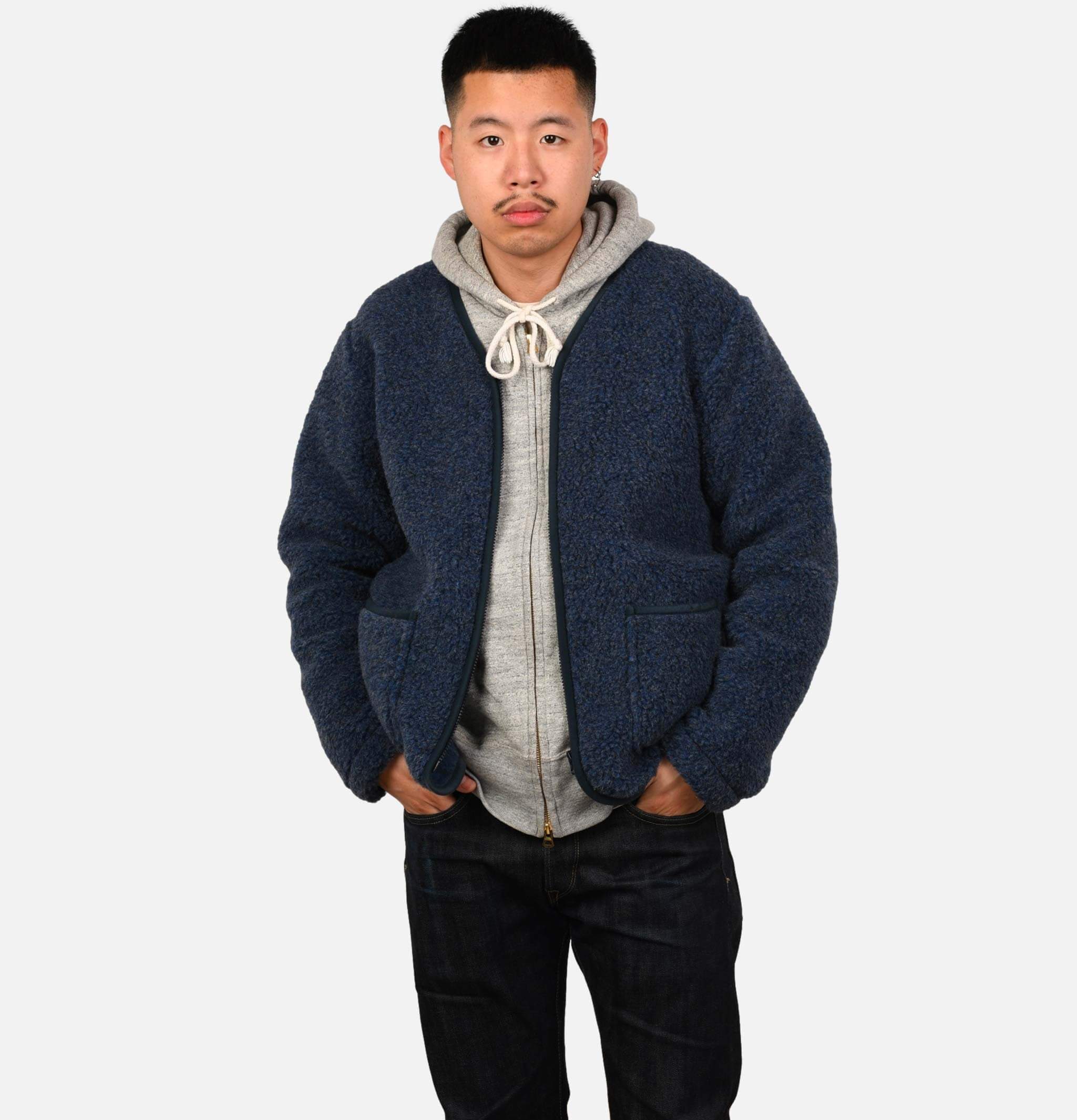 Zip Up Vee Cardigan Darkblue