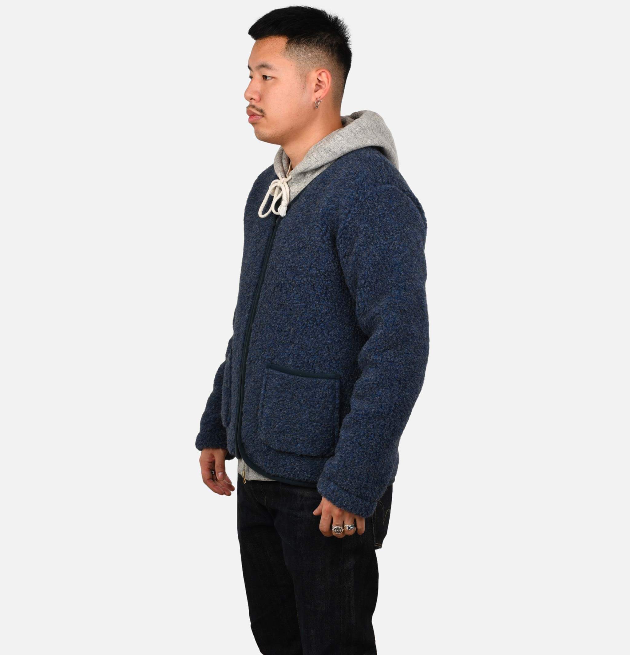 Zip Up Vee Cardigan Darkblue