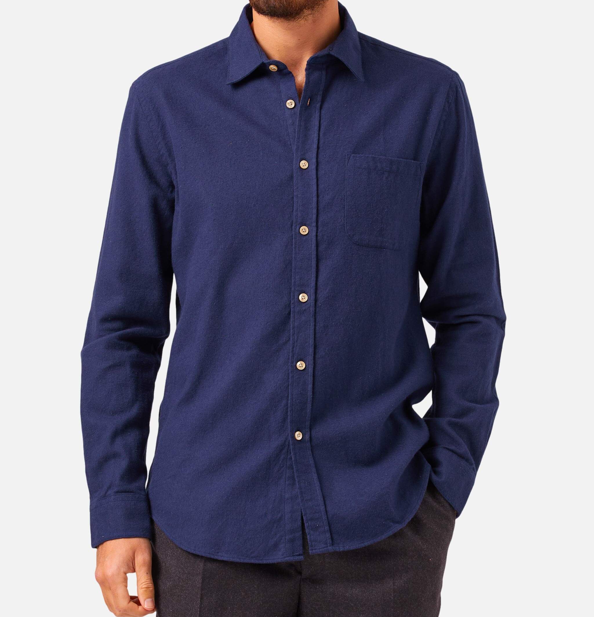 Portuguese Flannel Shirt Teca Navy