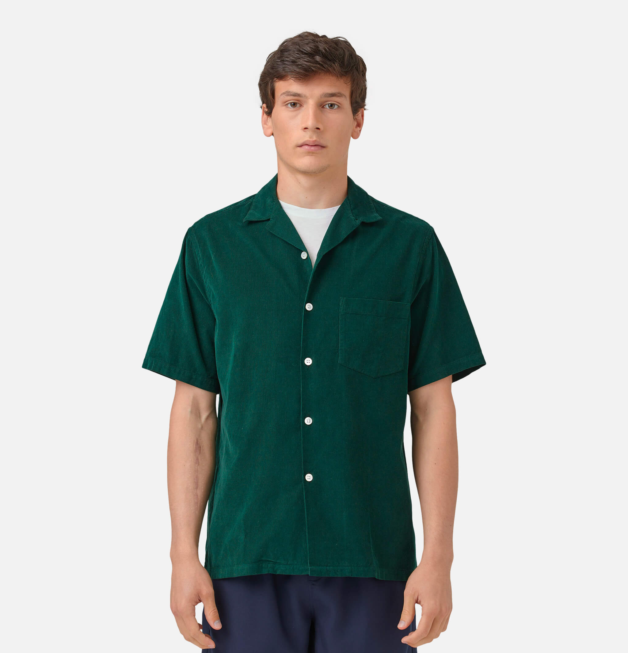 Chemise Portuguese Flannel Cord Camp Collar Green