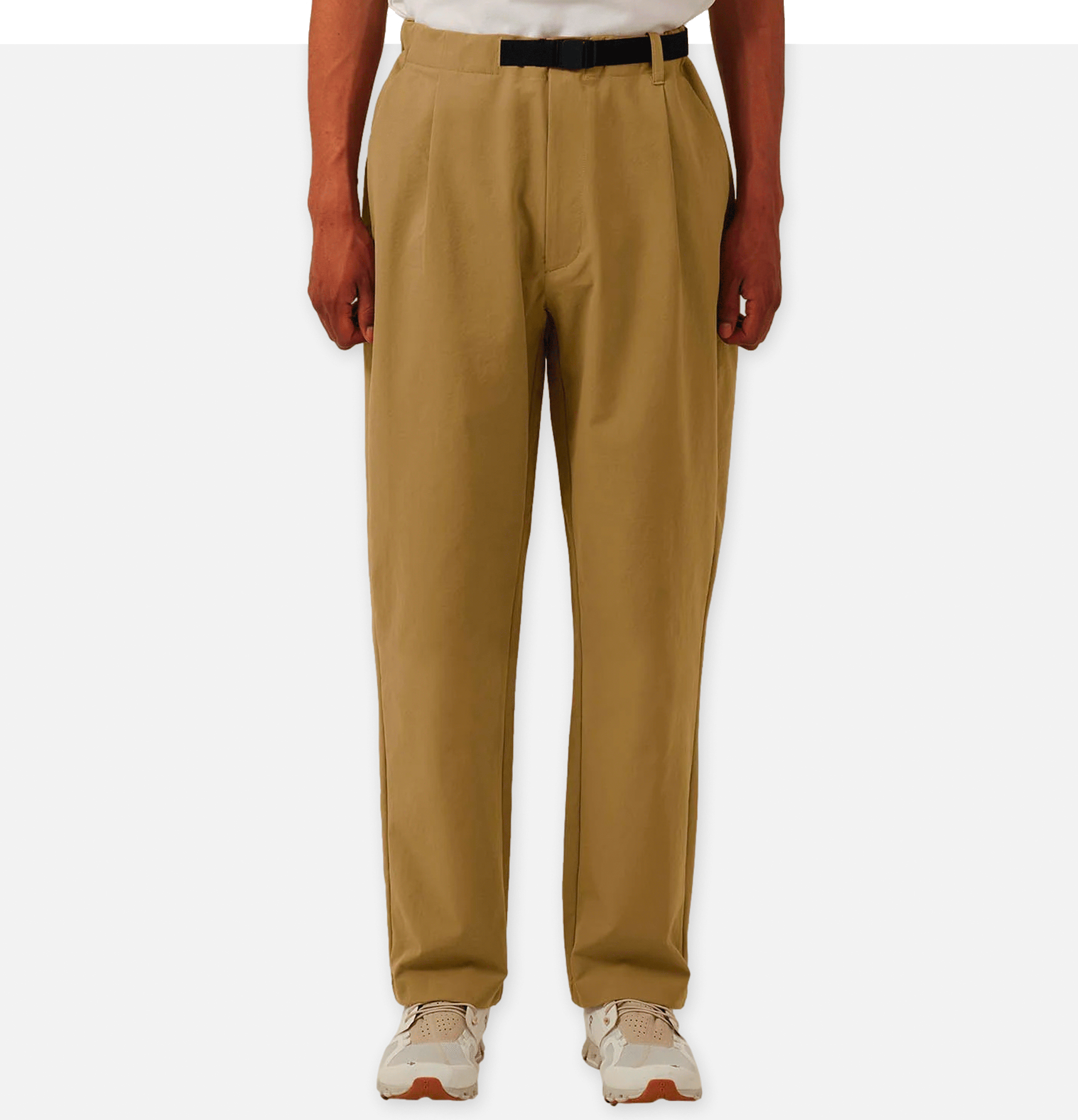 One Tuck Stretch Pants Beige