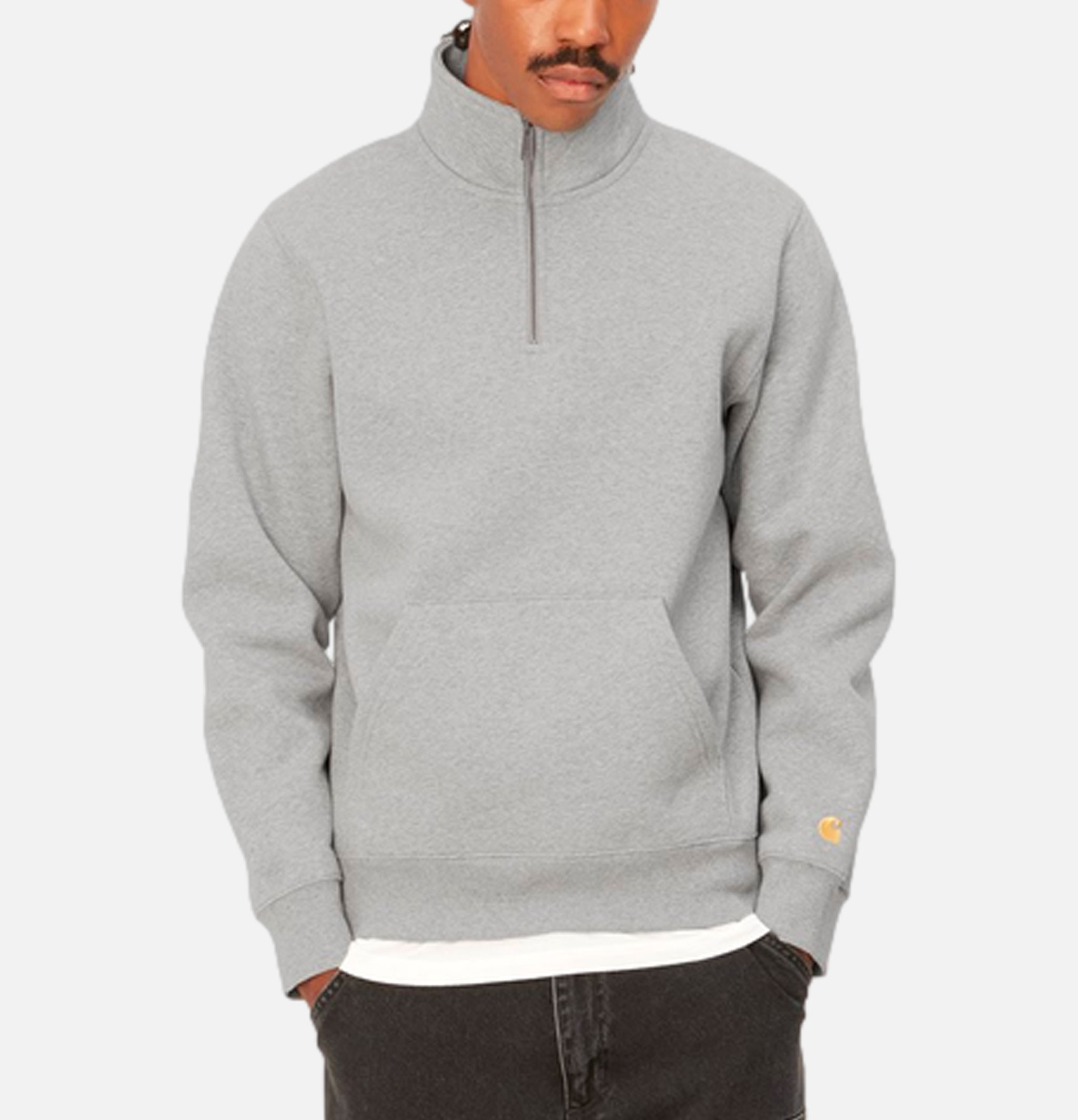Carhartt WIP Chase Zip Neck Sweater Grey Heather