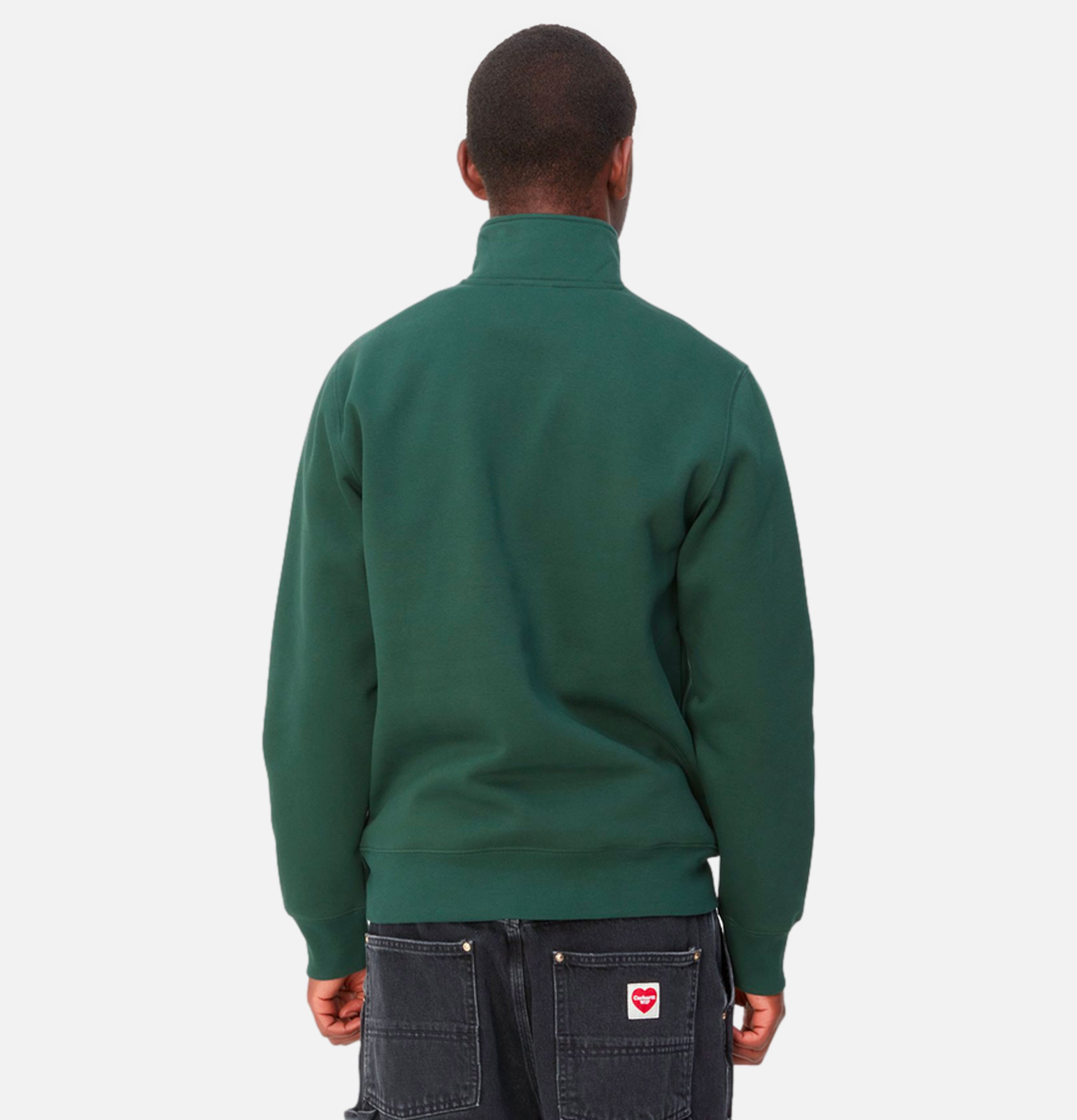 Carhartt WIP Chase Zip Neck Sweater Discovery Green.