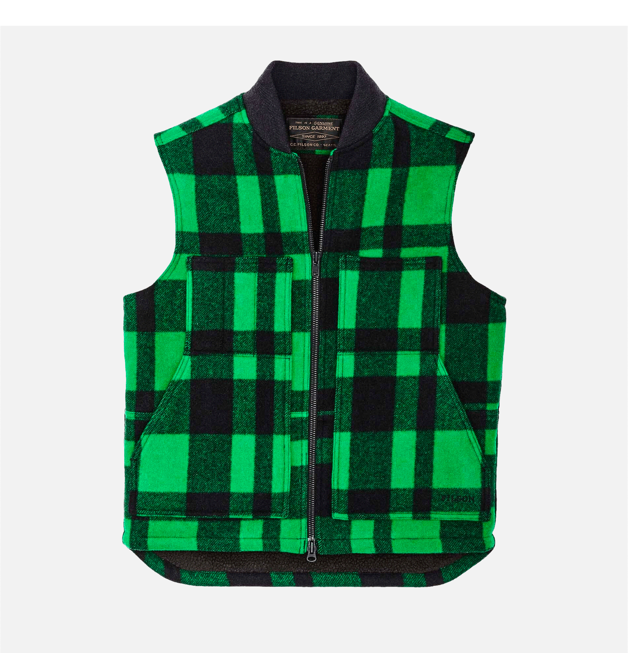 Lined Mackinaw Wool Vest Green