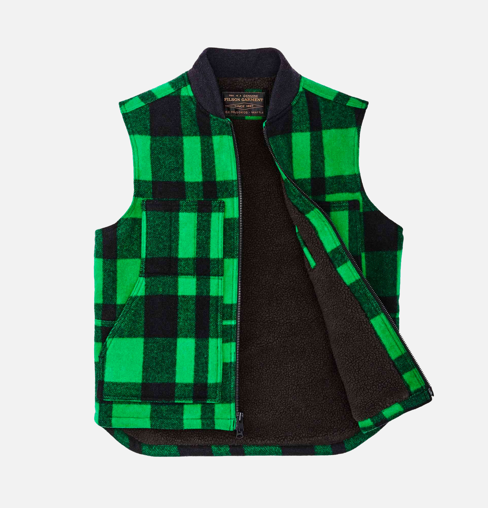 Lined Mackinaw Wool Vest Green