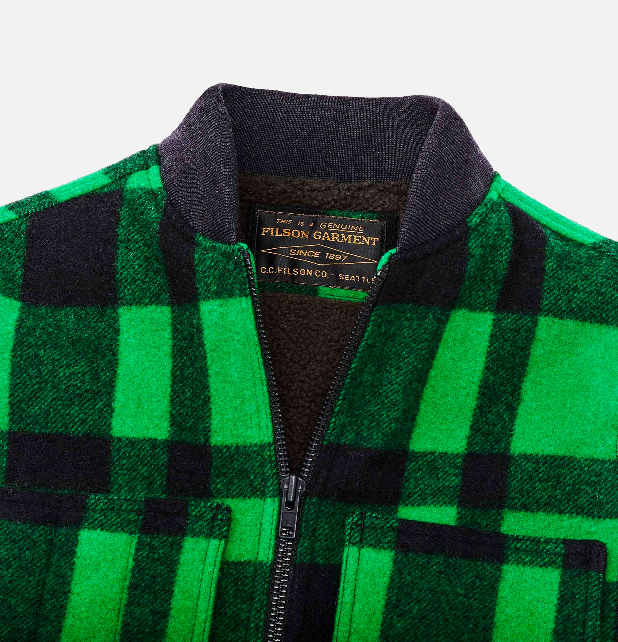 Lined Mackinaw Wool Vest Green