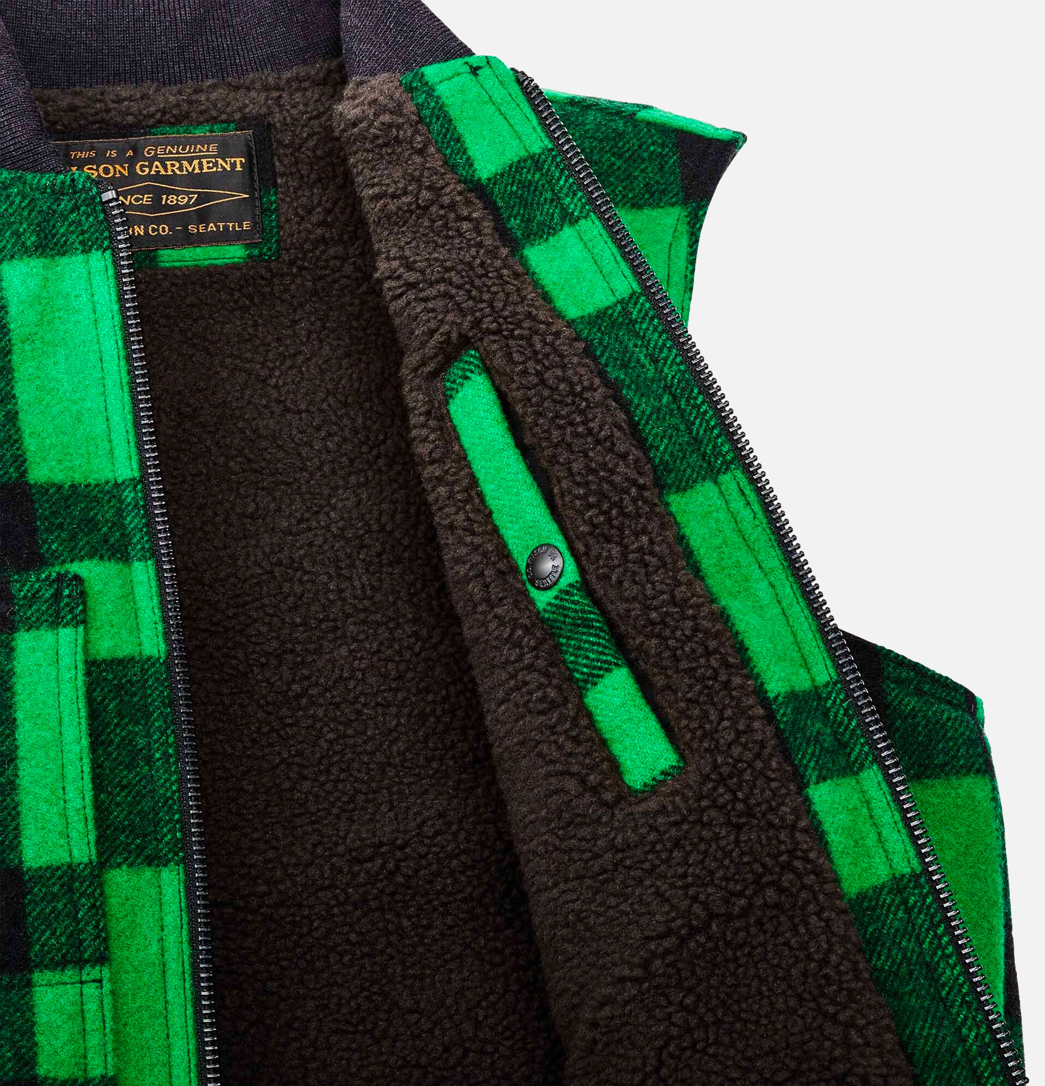 Lined Mackinaw Wool Vest Green