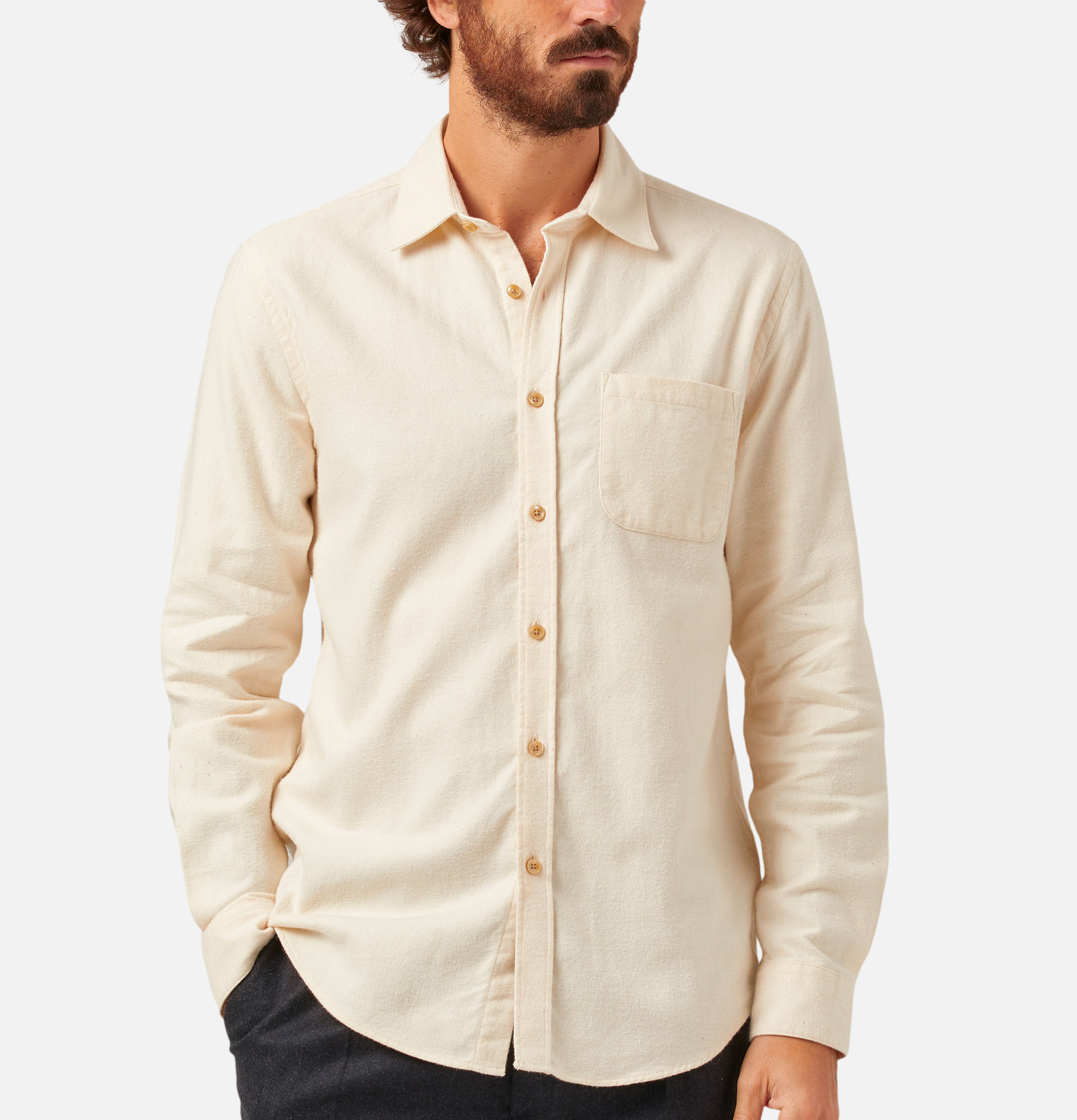 Portuguese Flannel Teca Ecru shirt