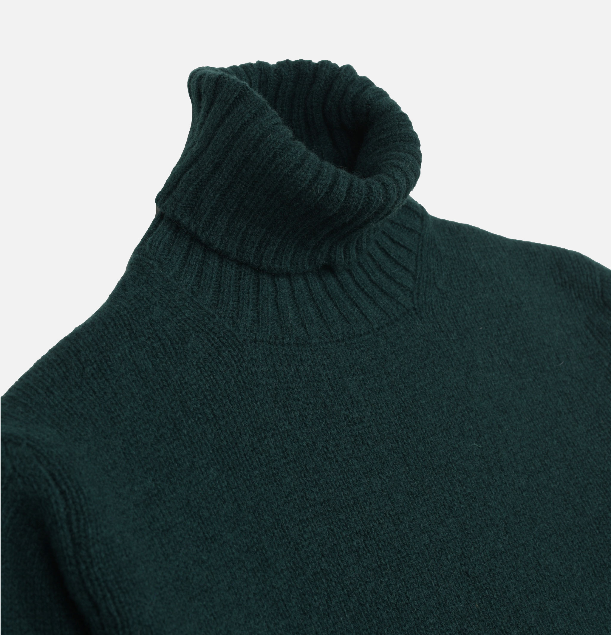 William Lockie Aryan Forest Green roll-neck sweater.