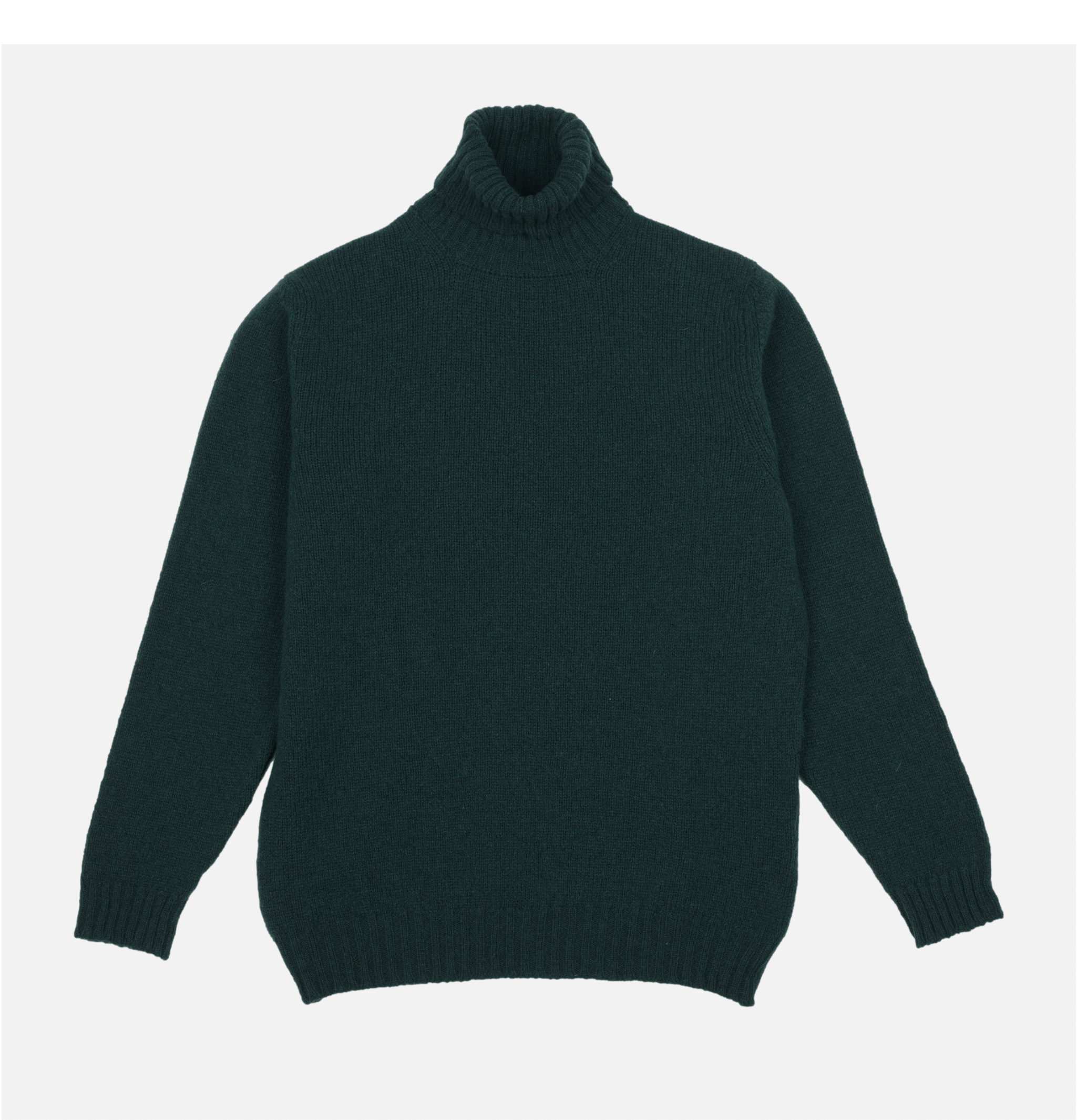 William Lockie Aryan Forest Green roll-neck sweater.