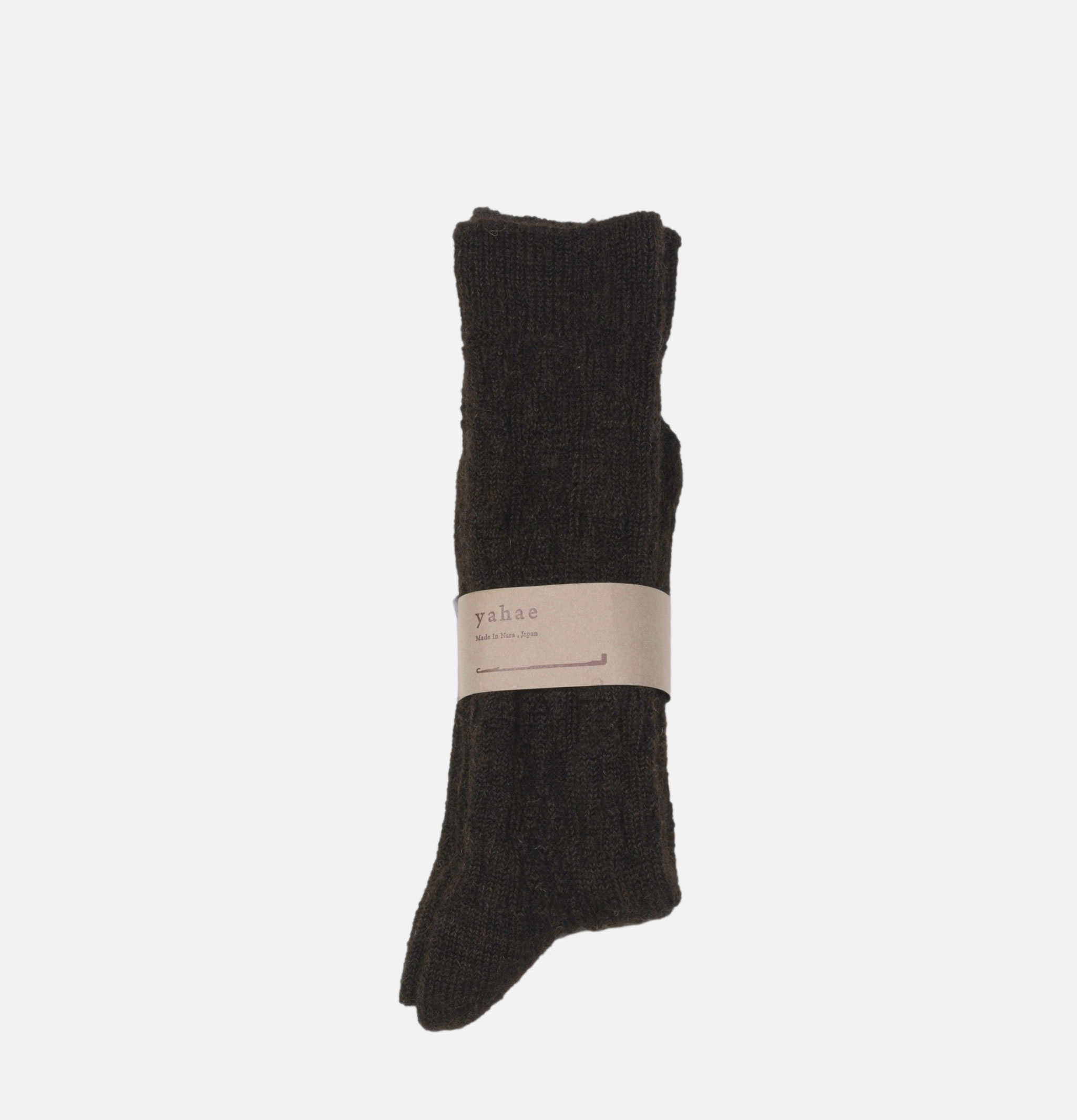 Yahae Japan Cable alpaca Socks DarkBrown.