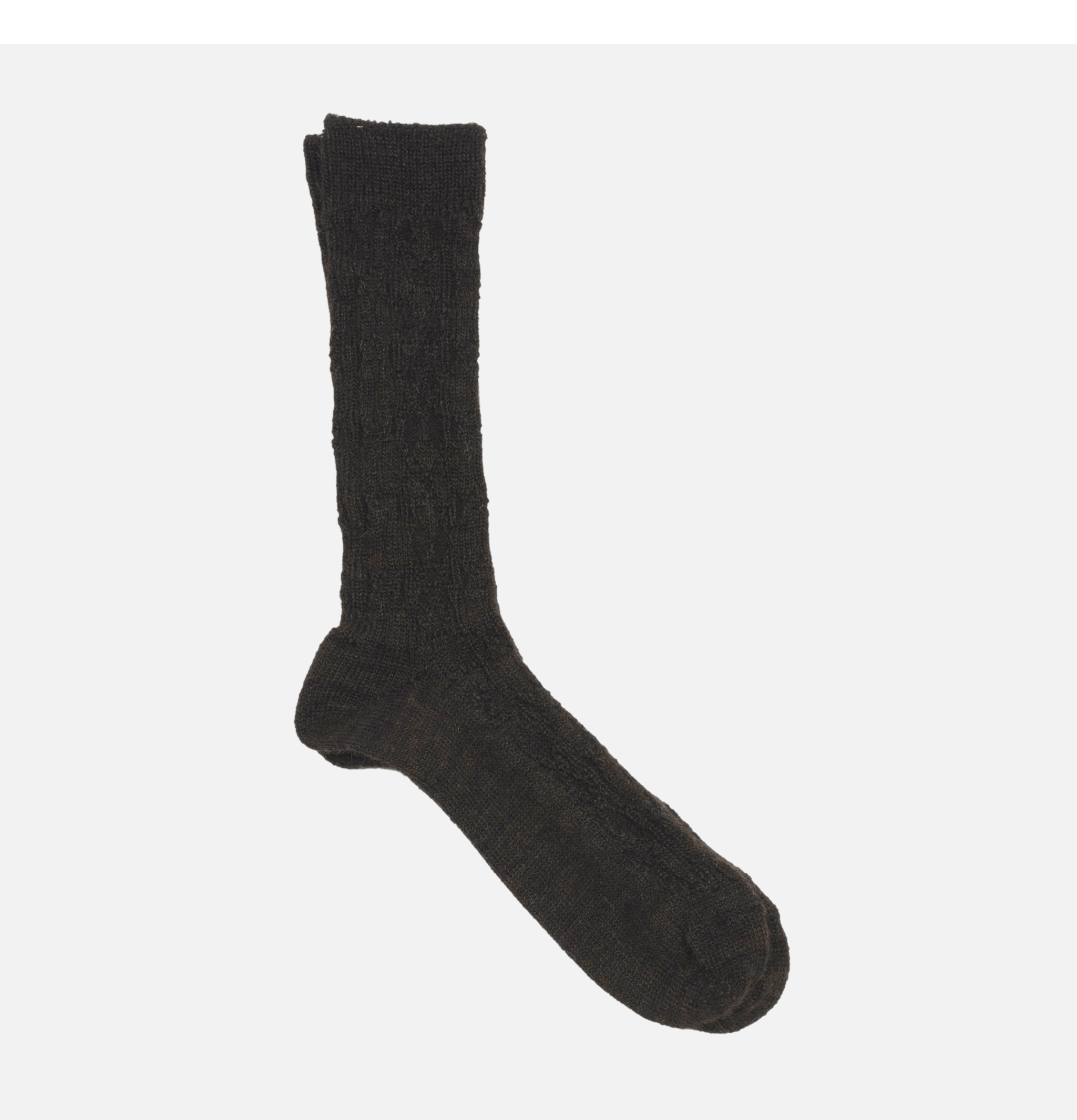 Yahae Japan Cable alpaca Socks DarkBrown.