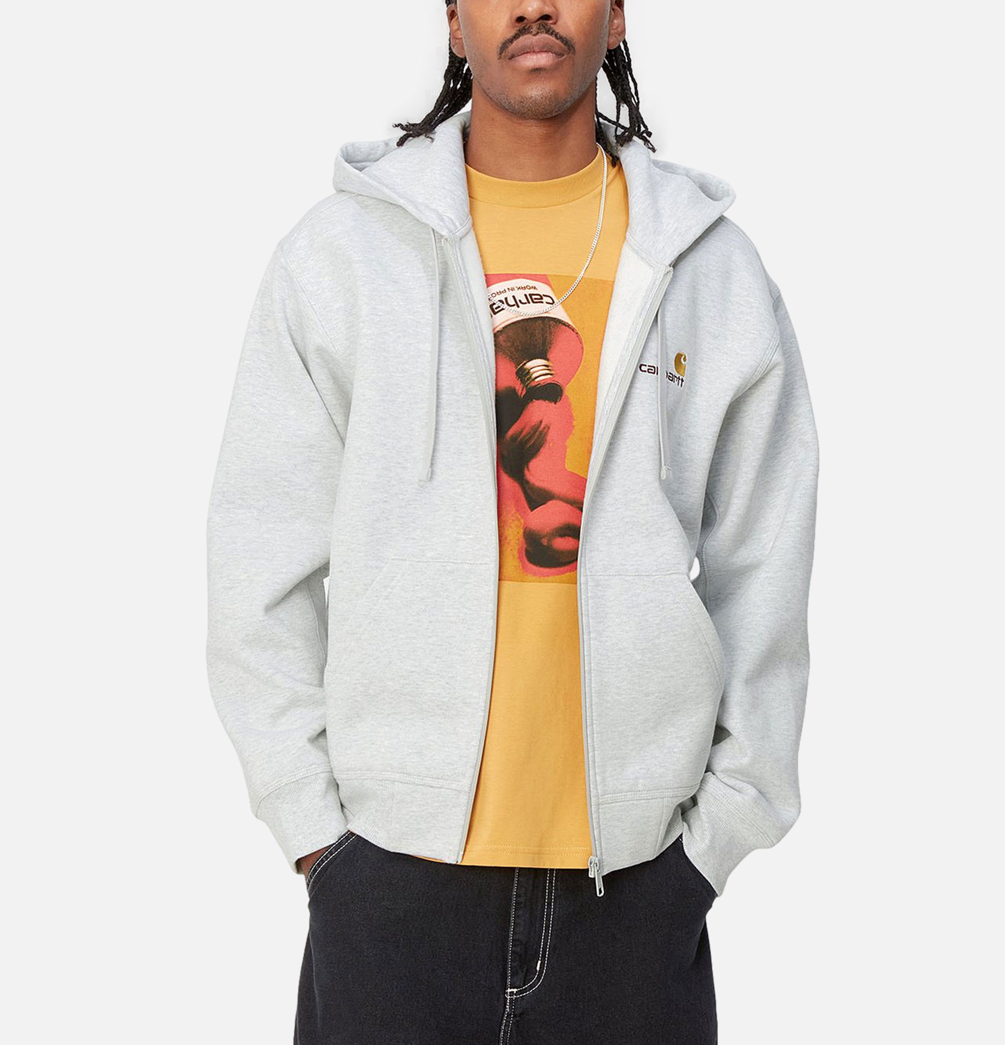 Carhartt WIP Sweat Capuch American Script Jacket Ash Gris