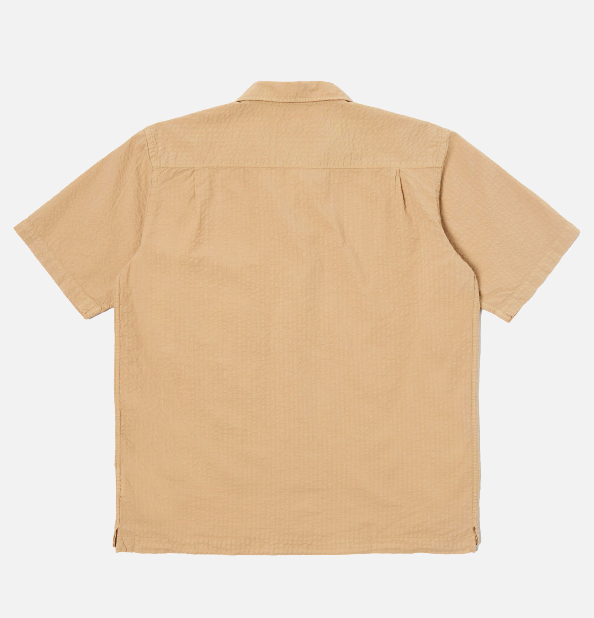 Universal Works Camp Shirt II In Summer Oak Onda Coton Beige