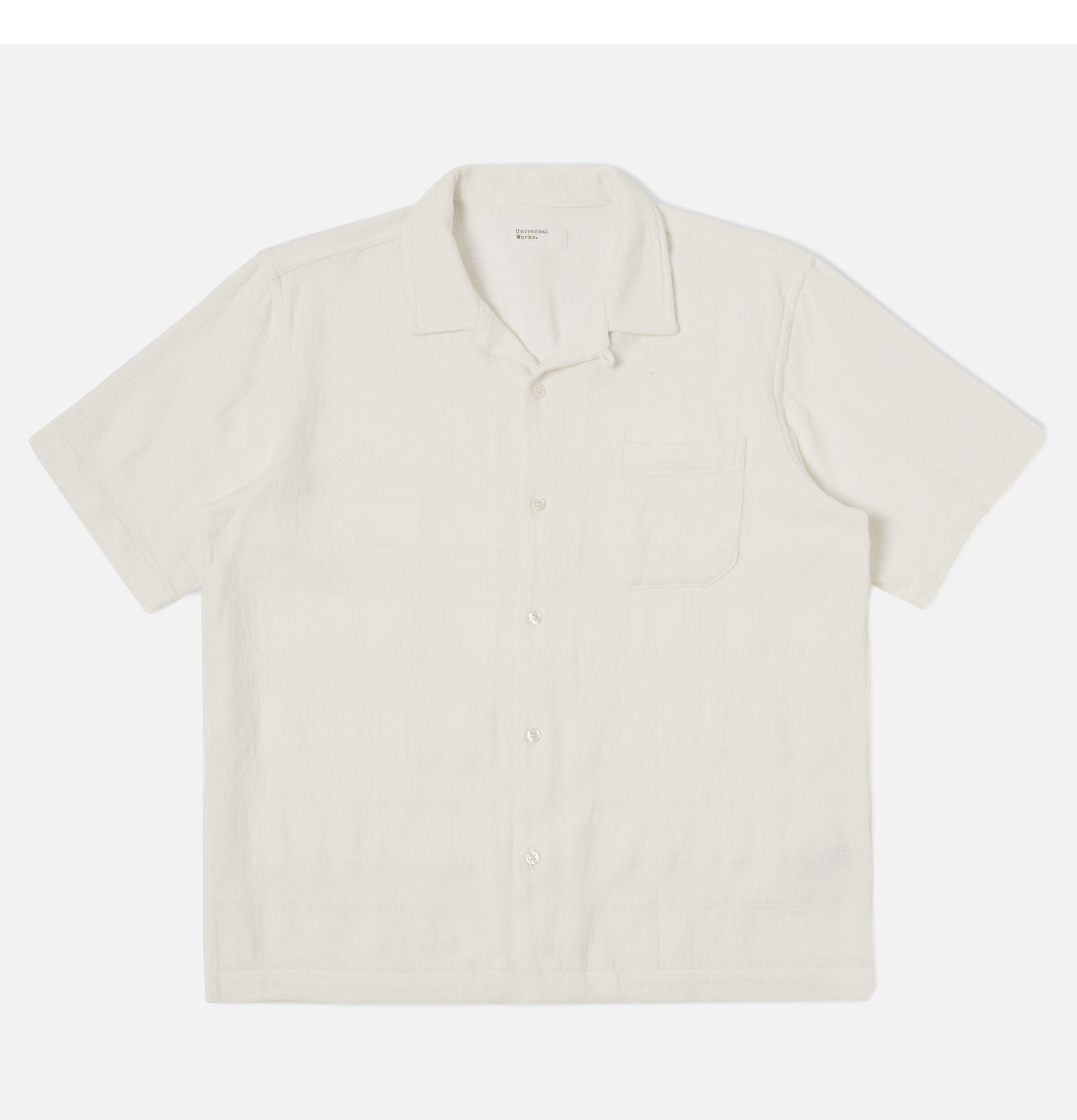 Universal Works Road shirt in white with Tipzzi stripes