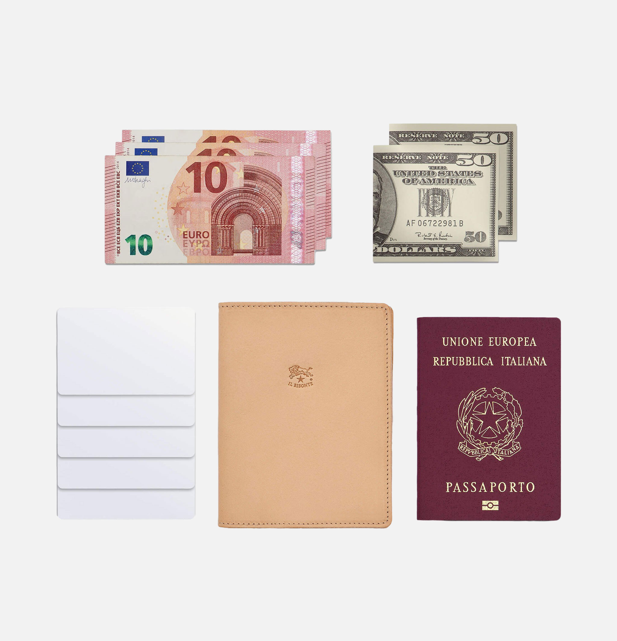 Il Bisonte Natural cowhide leather passport holder