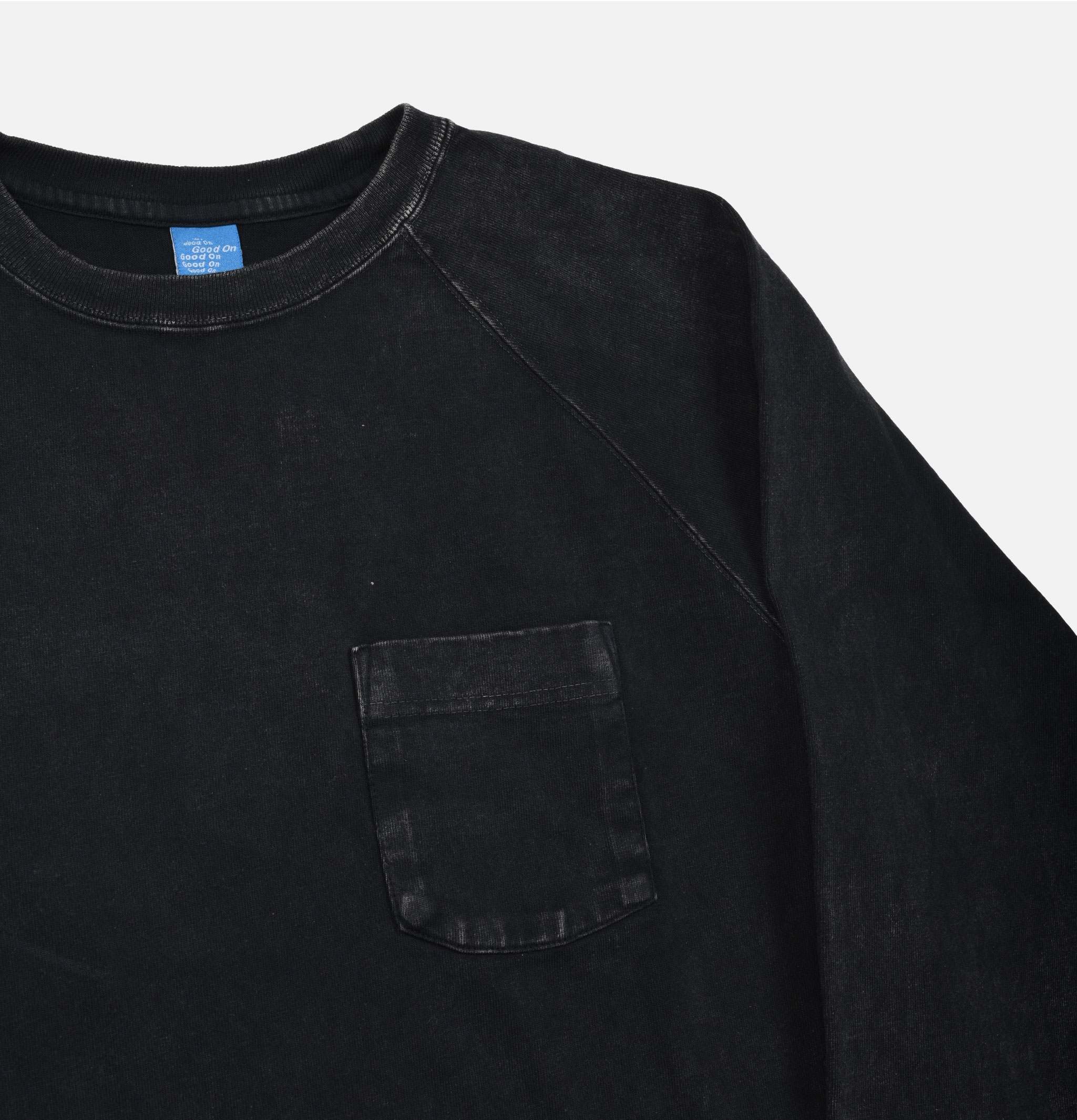 Good On Japan Vintage Dye Ls Raglan Pocket Black