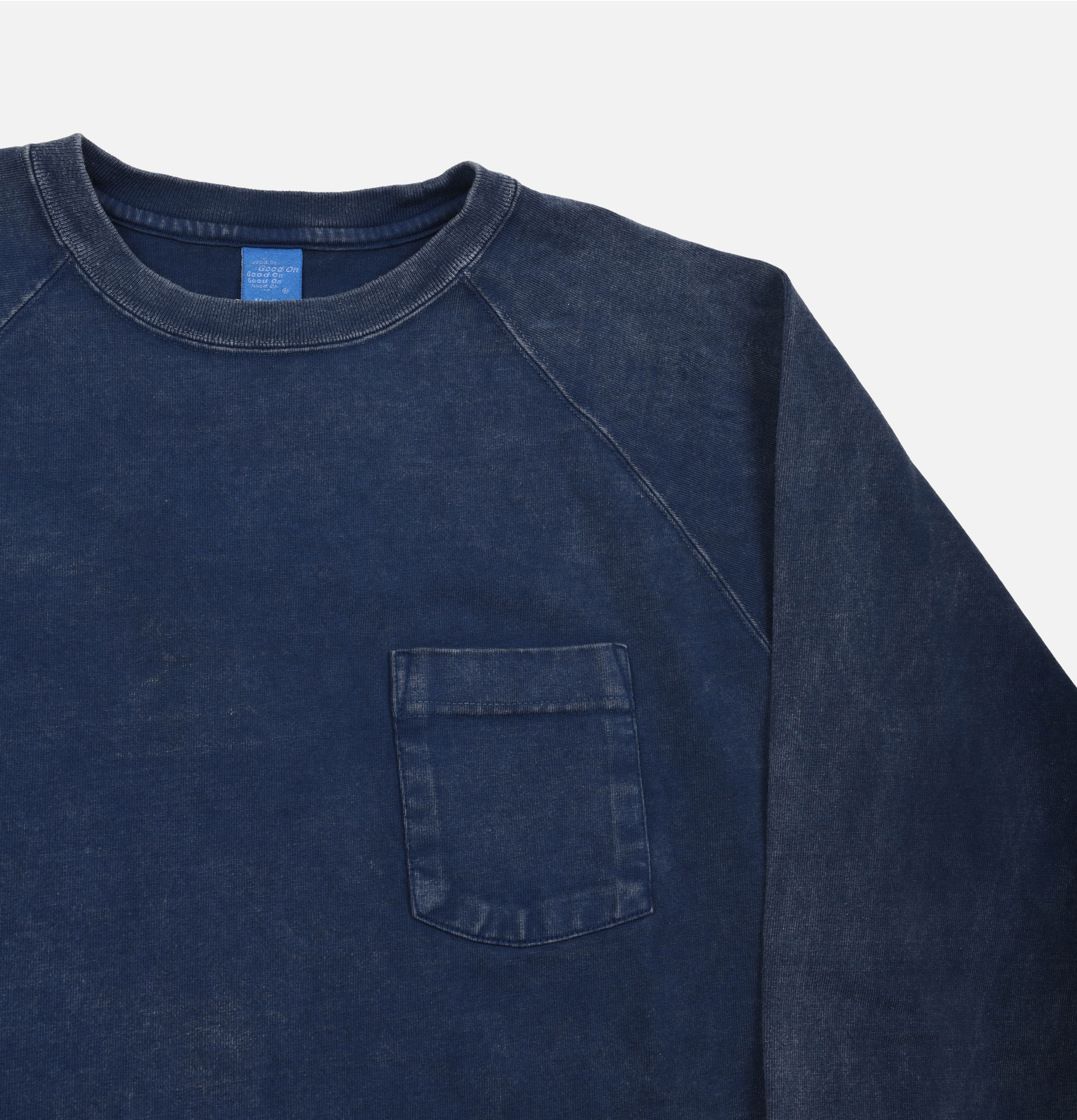 Good On Japan Vintage Dye Ls Raglan Pocket Navy