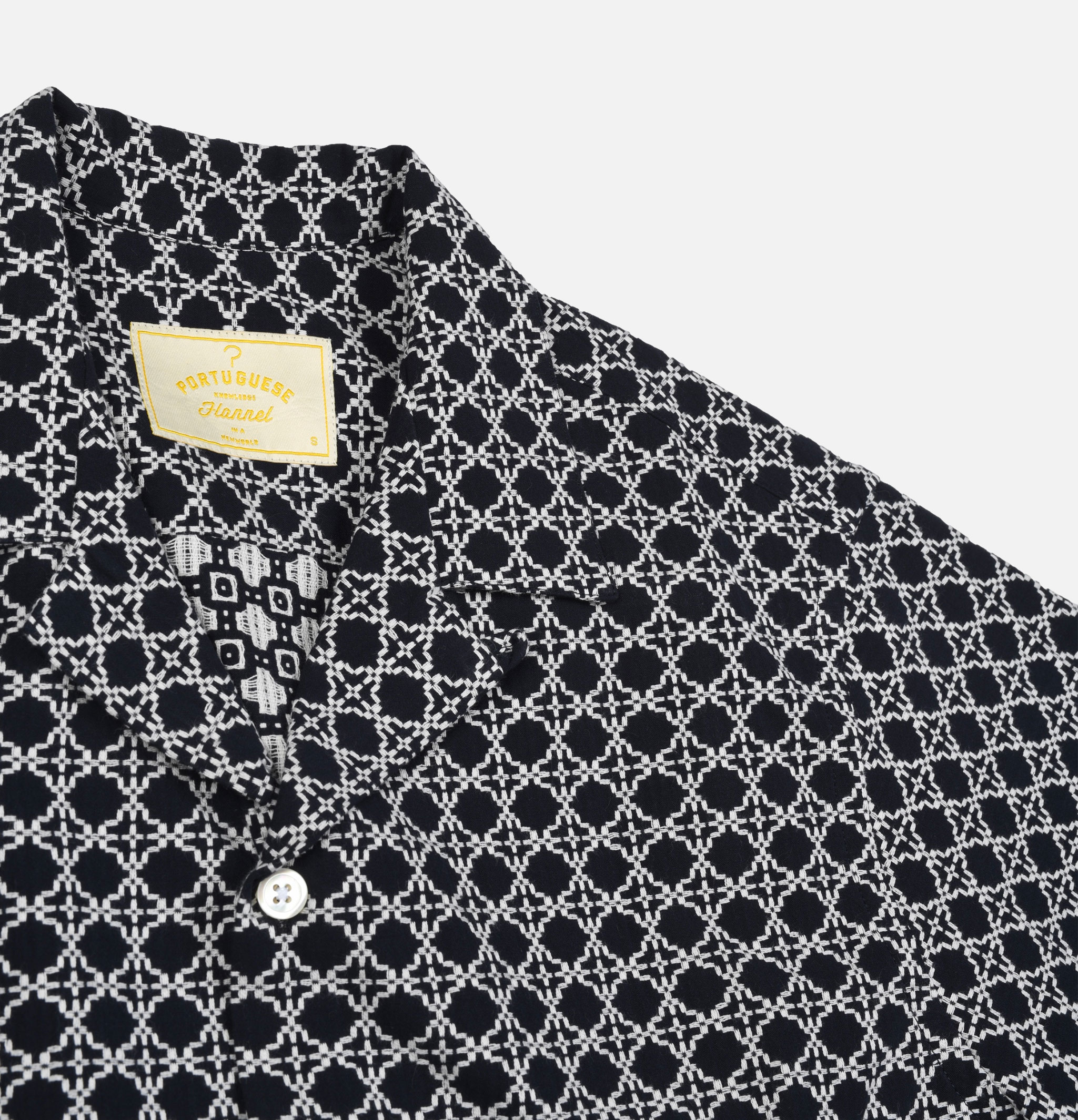 Portuguese Flannel Tile White Navy Shirt