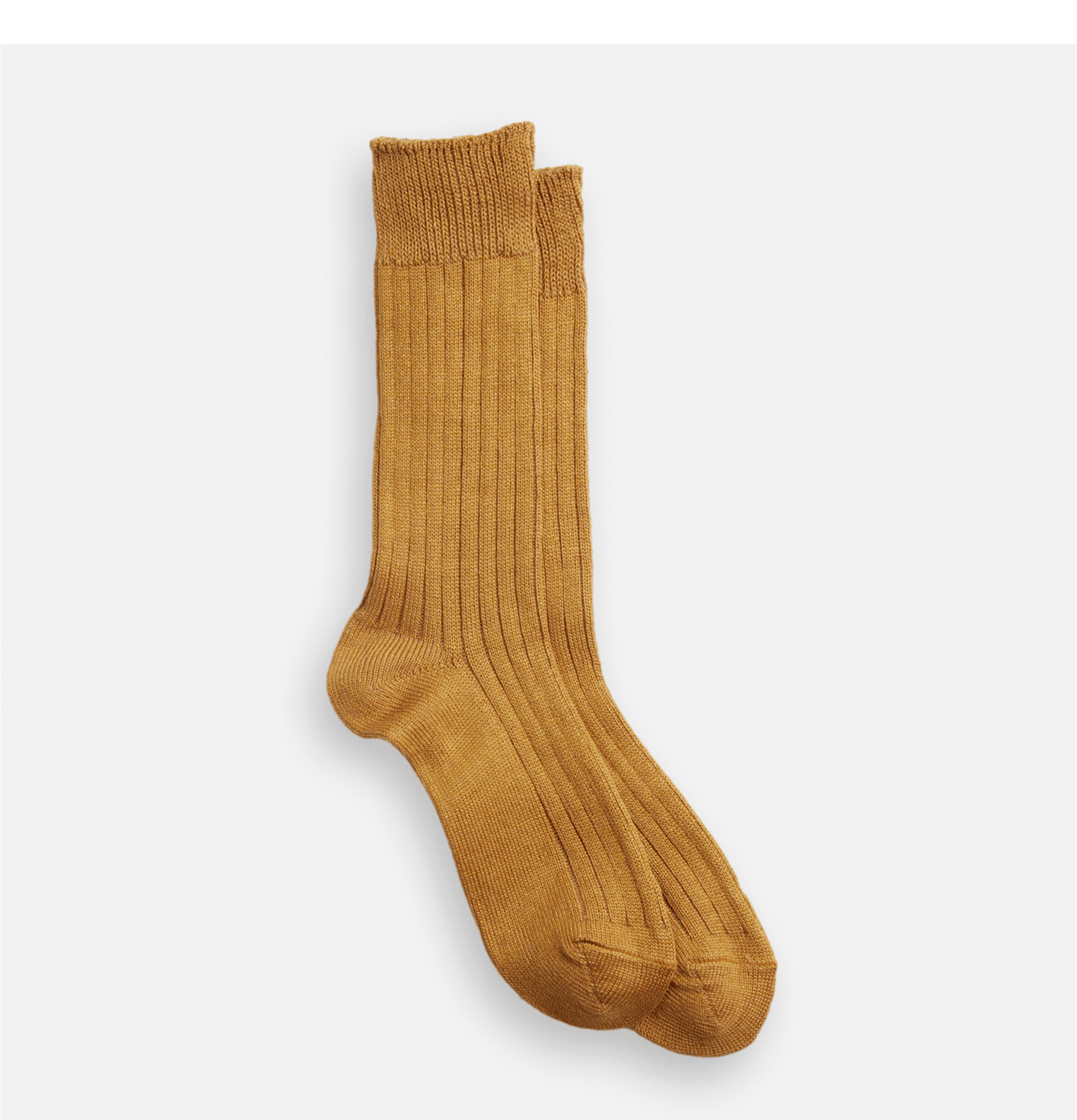 Rototo Linen Cotton Ribbed Crew Gold Socks