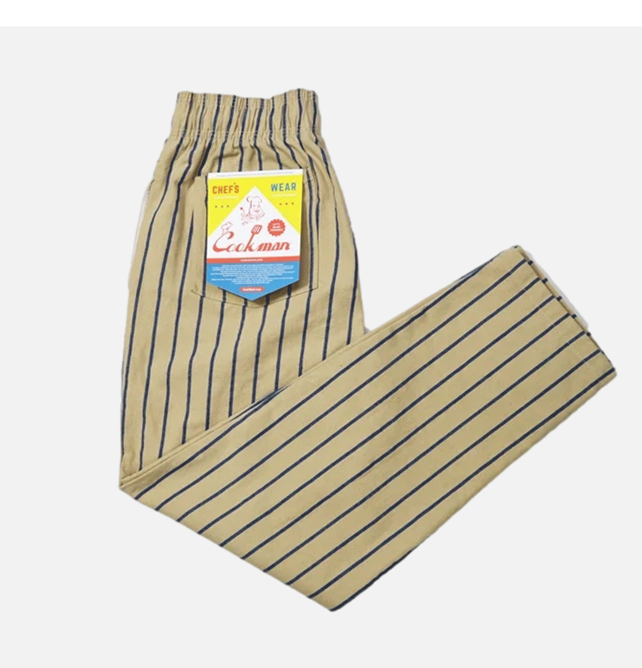 Cookman USA Chef Pants Stripe Beige Blue