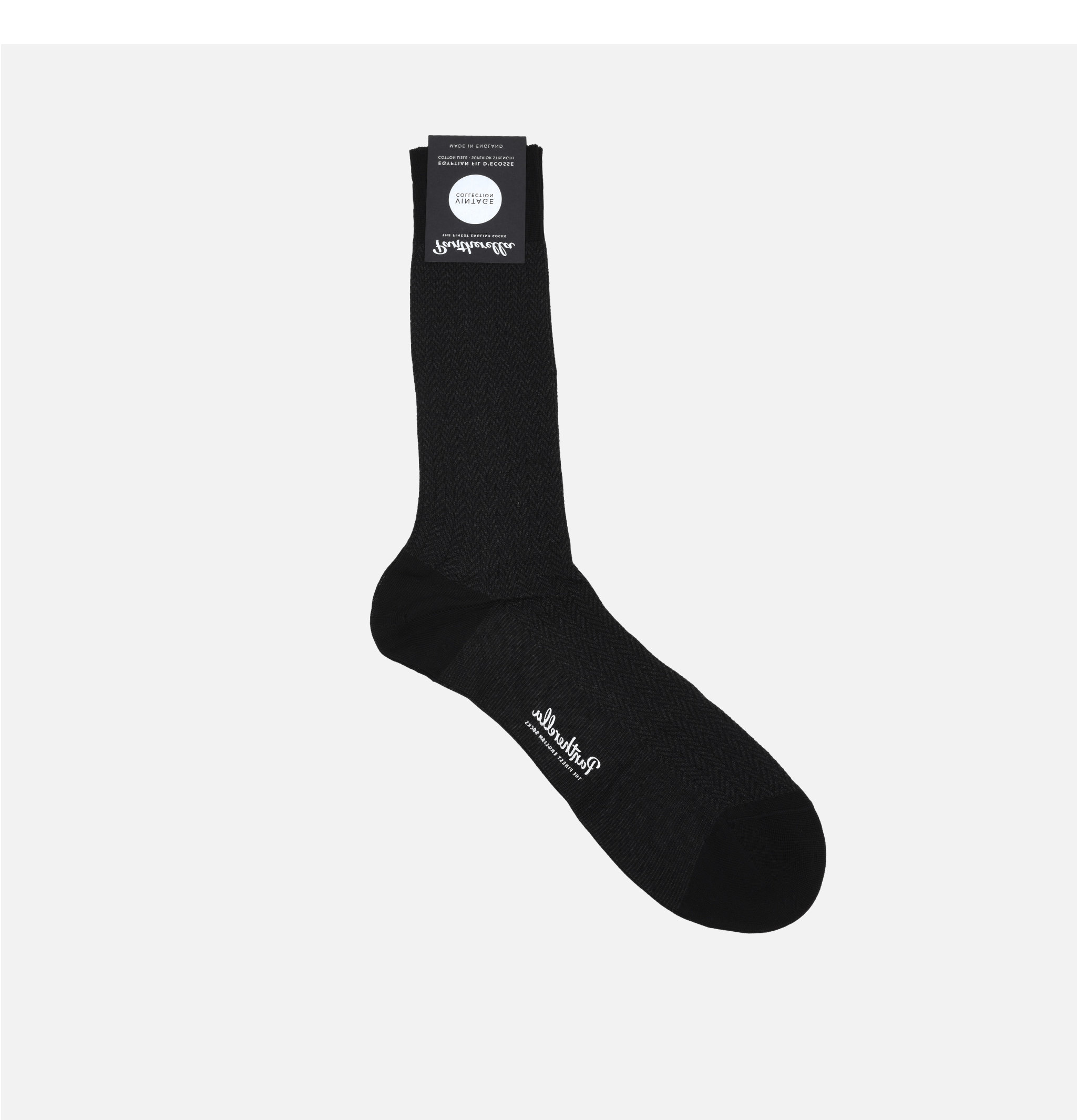 Pantherella Herringbone Sock Black