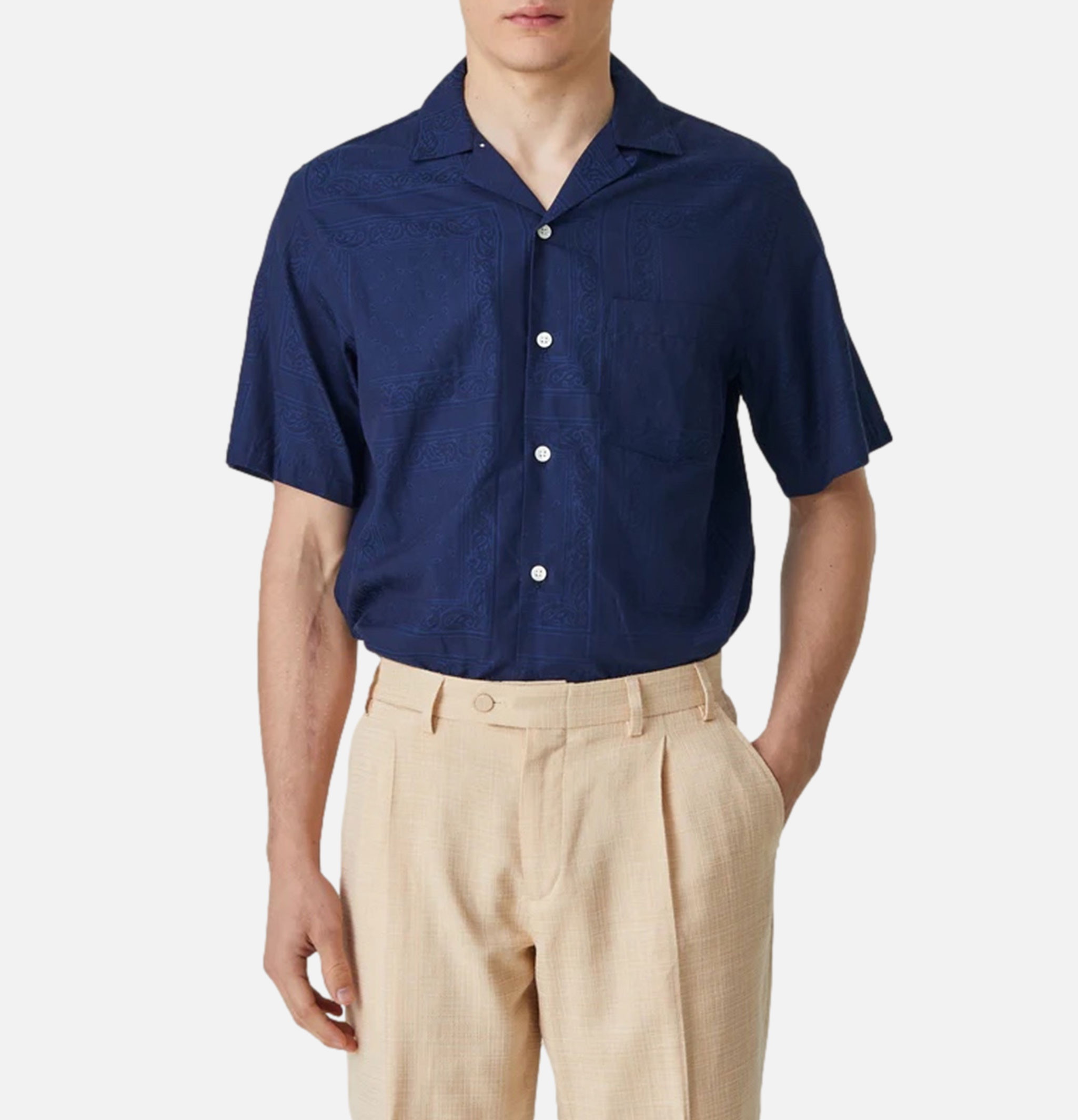 Portuguese Flannel Chemise Paisley Bleu