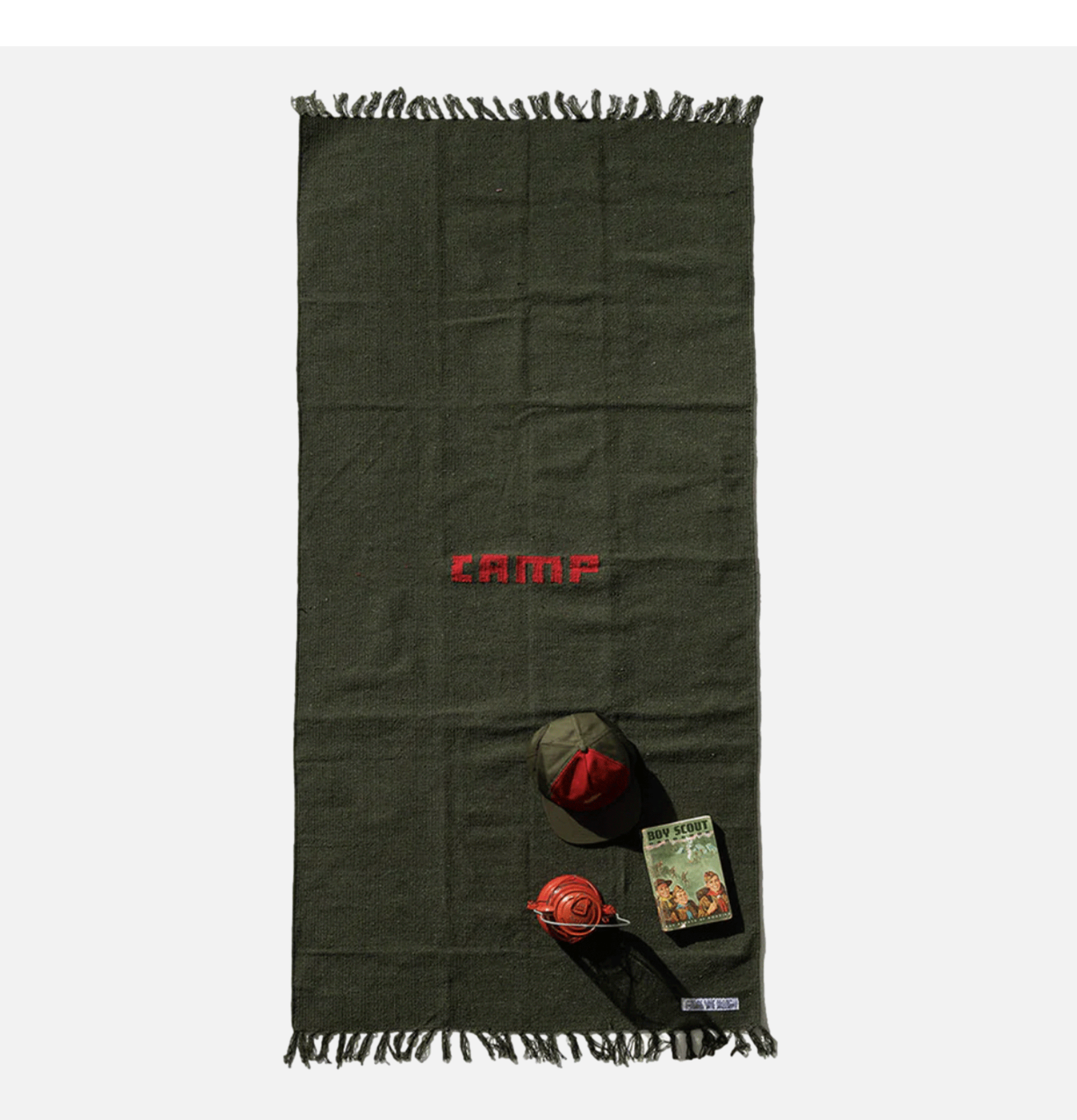 Puebco Olive Recycled Yarn Hand-Woven Camp Rug