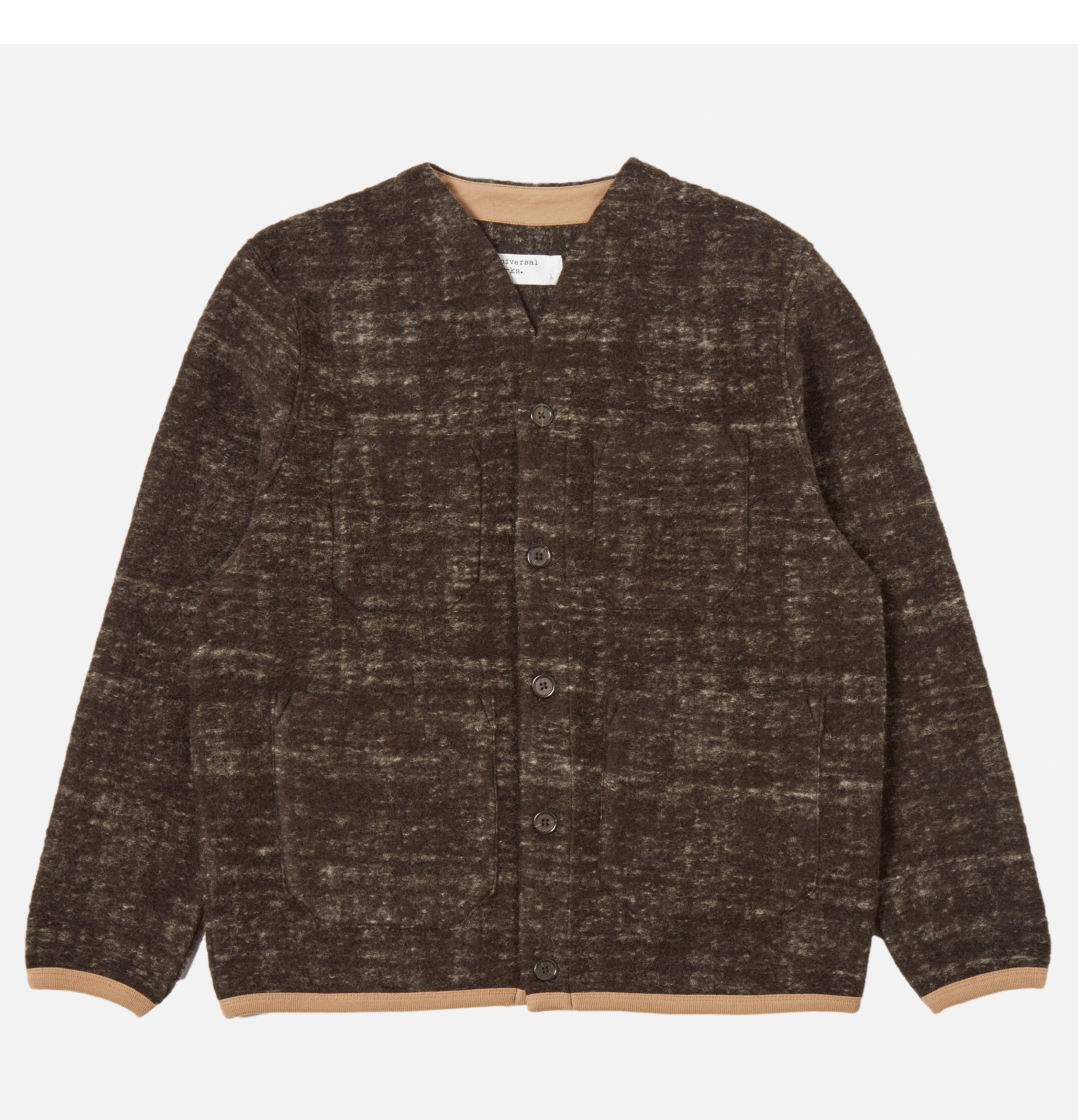 Universal works cardigan in olive wool fleece clearance