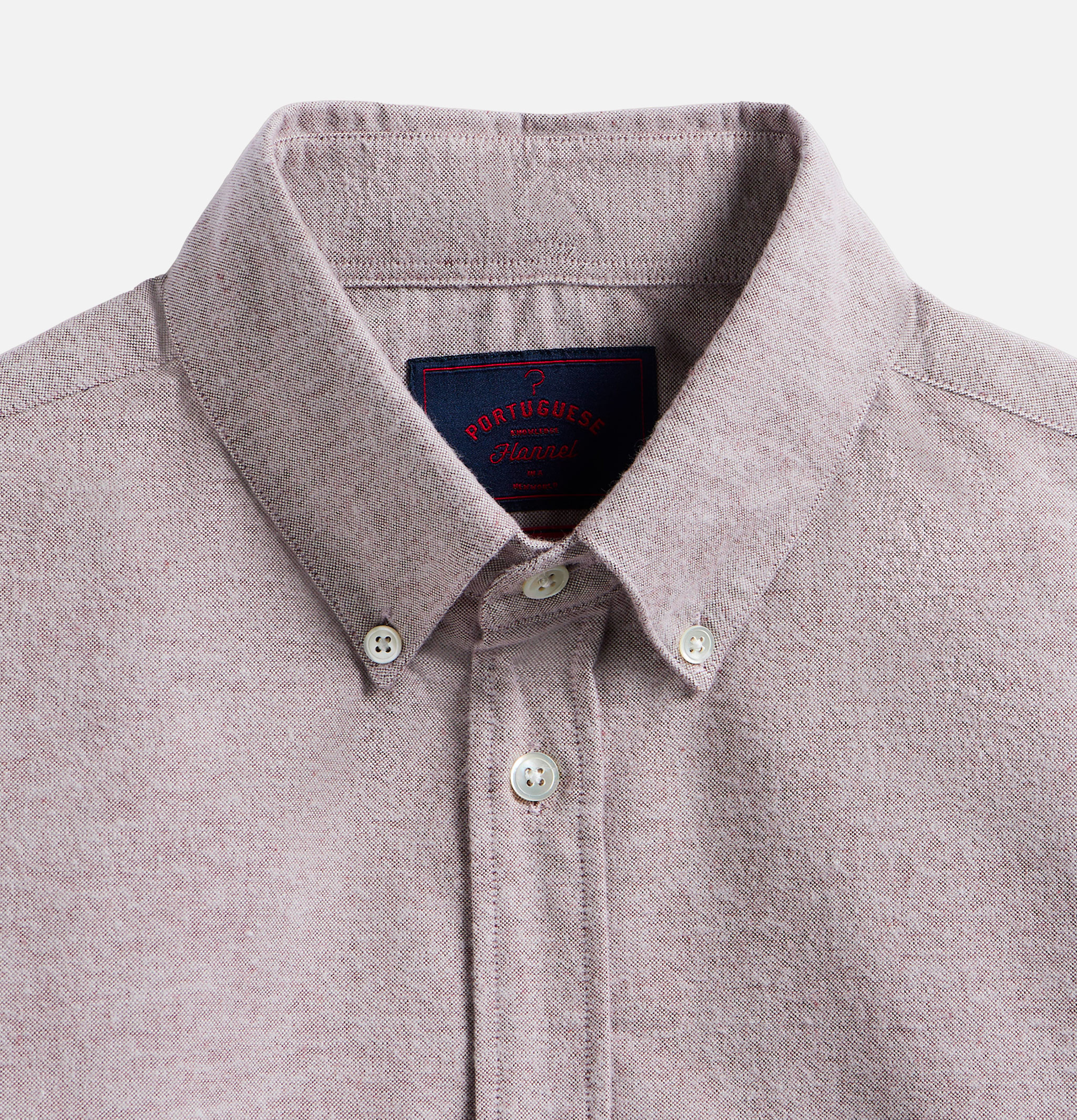 Portuguese Flannel Brushed Oxford Bordeaux Shirt