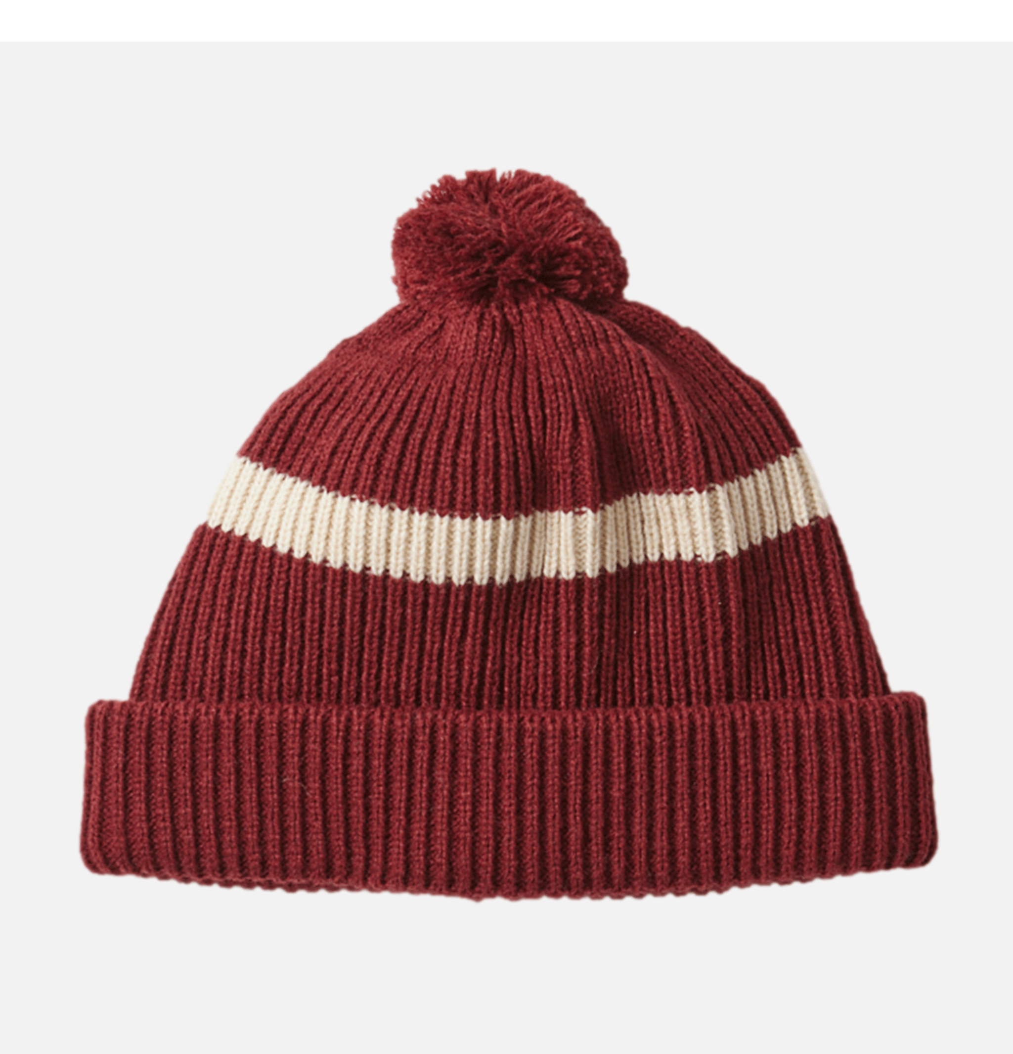 Rototo Beanie Stripe Pompom Red