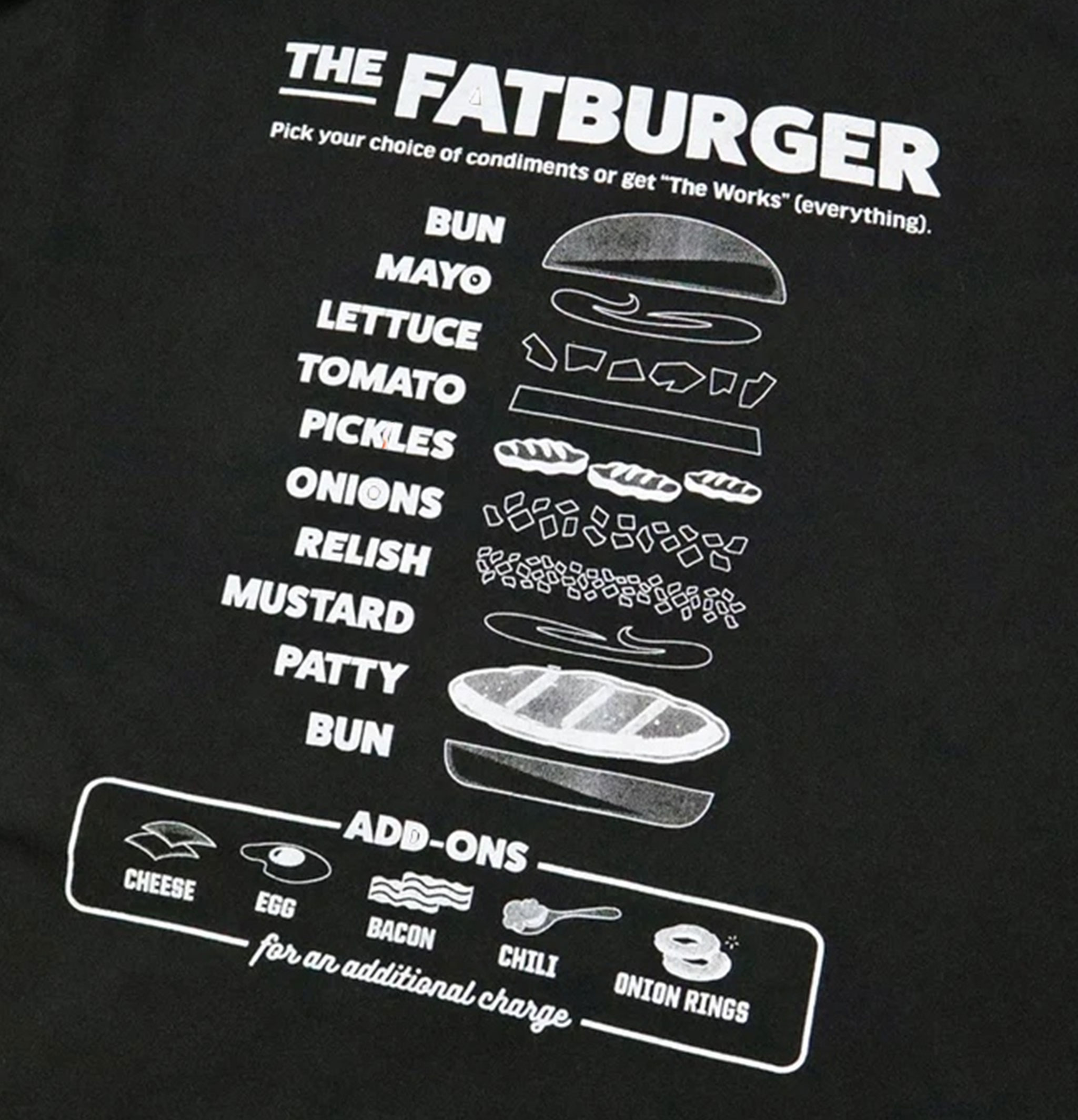Fatburger x Cookman Collaboration T-Shirt - FAT Topping Menu Black