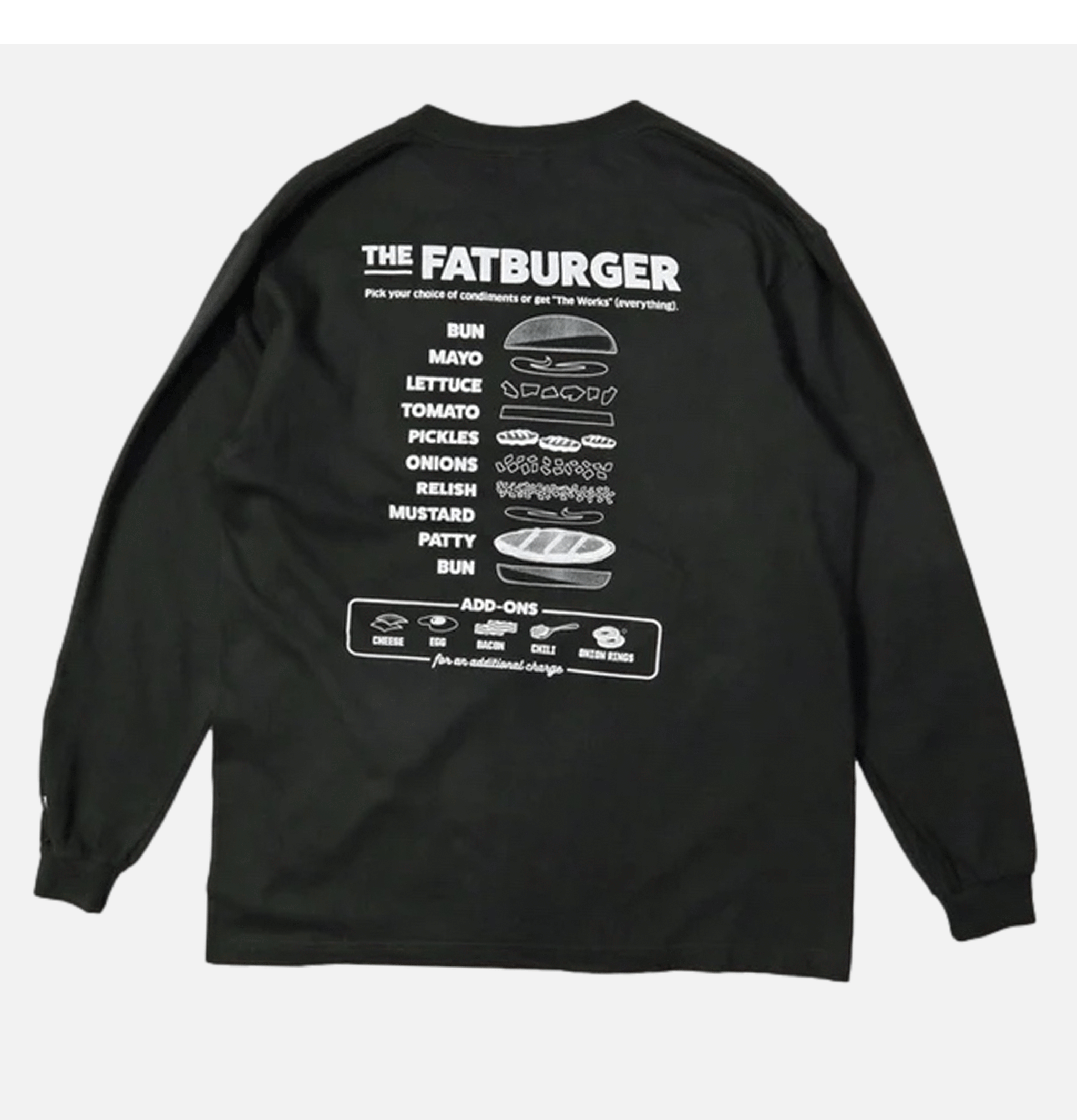 Fatburger x Cookman Collaboration T-Shirt - FAT Topping Menu Black