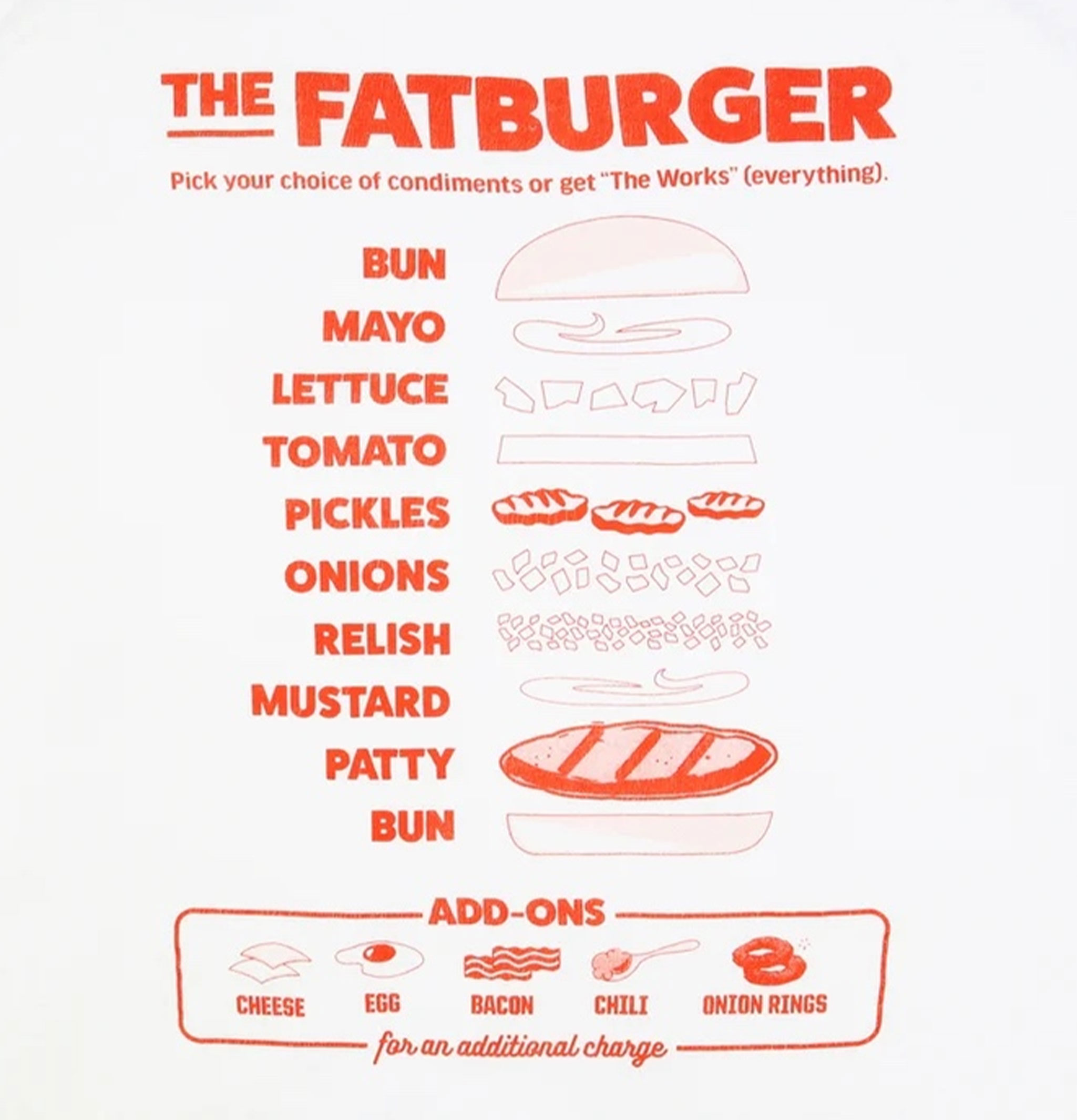 Fatburger x Cookman Collaboration T-Shirt - FAT Topping Menu White