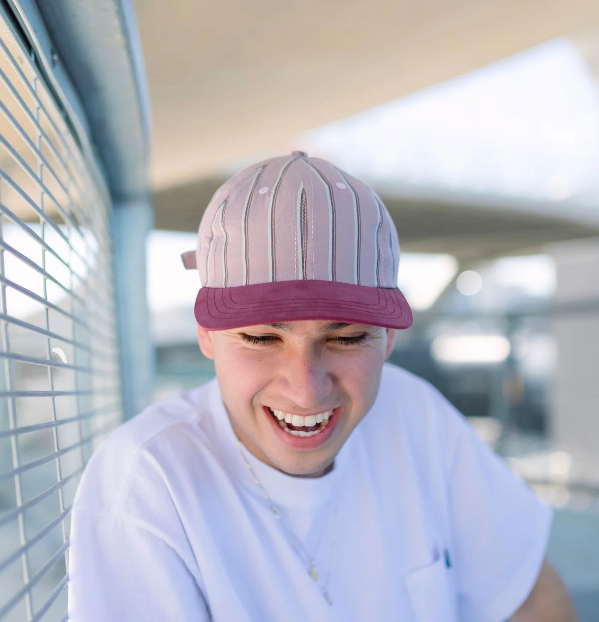 Lite Year Baseball Cap Stripe 6 Panel Pink