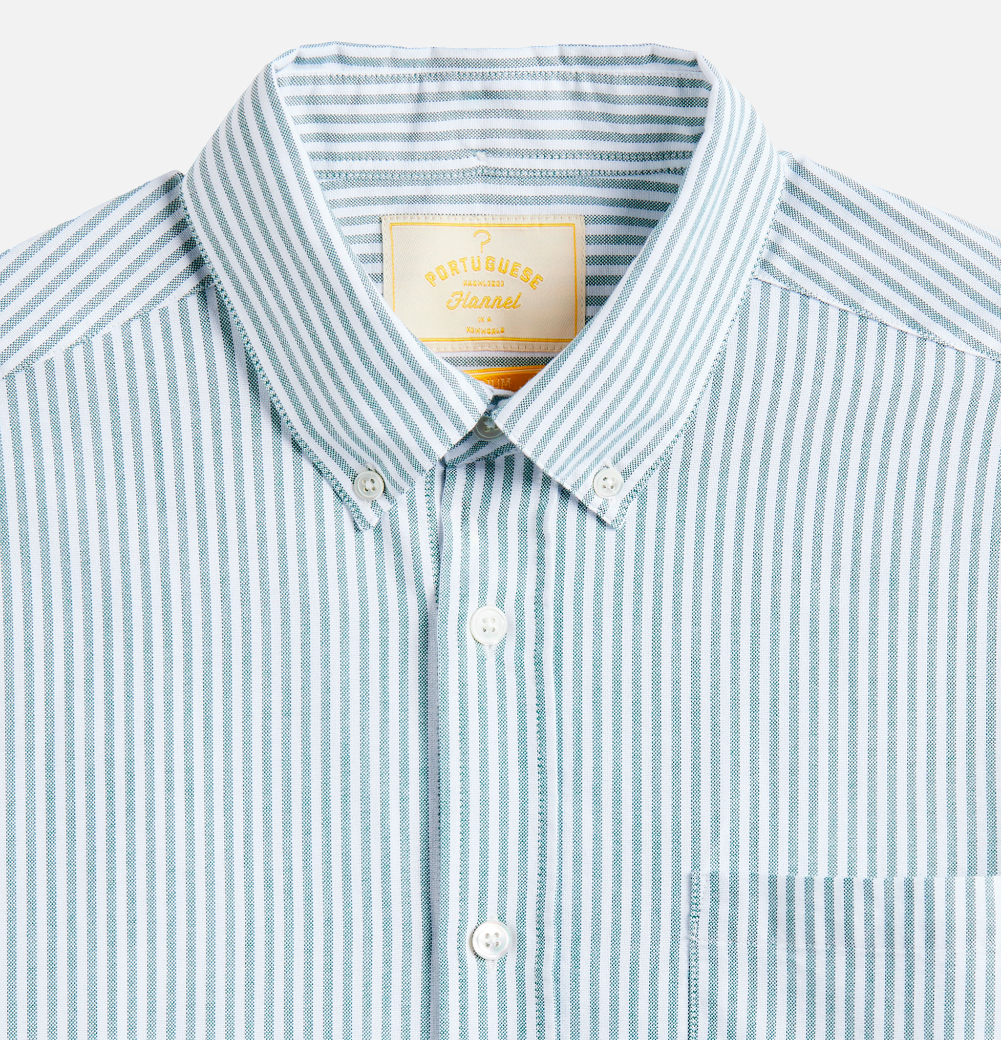 Portuguese Flannel Shirt Belavista Stripe Green