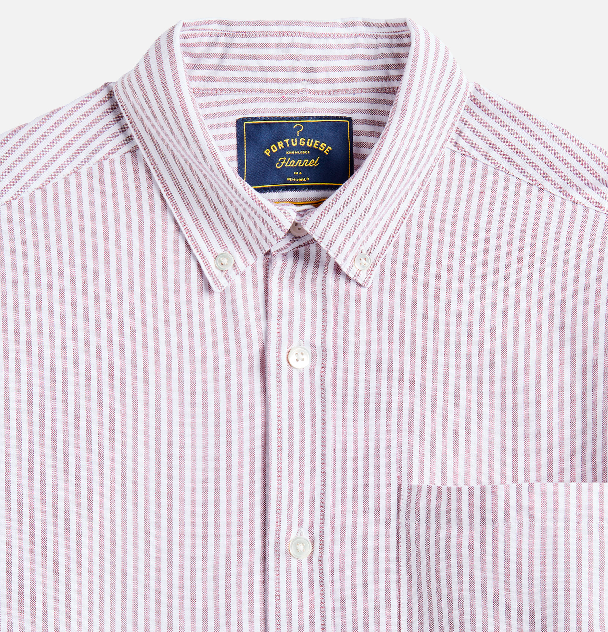 Portuguese Flannel Shirt Belavista Stripe Bordeaux