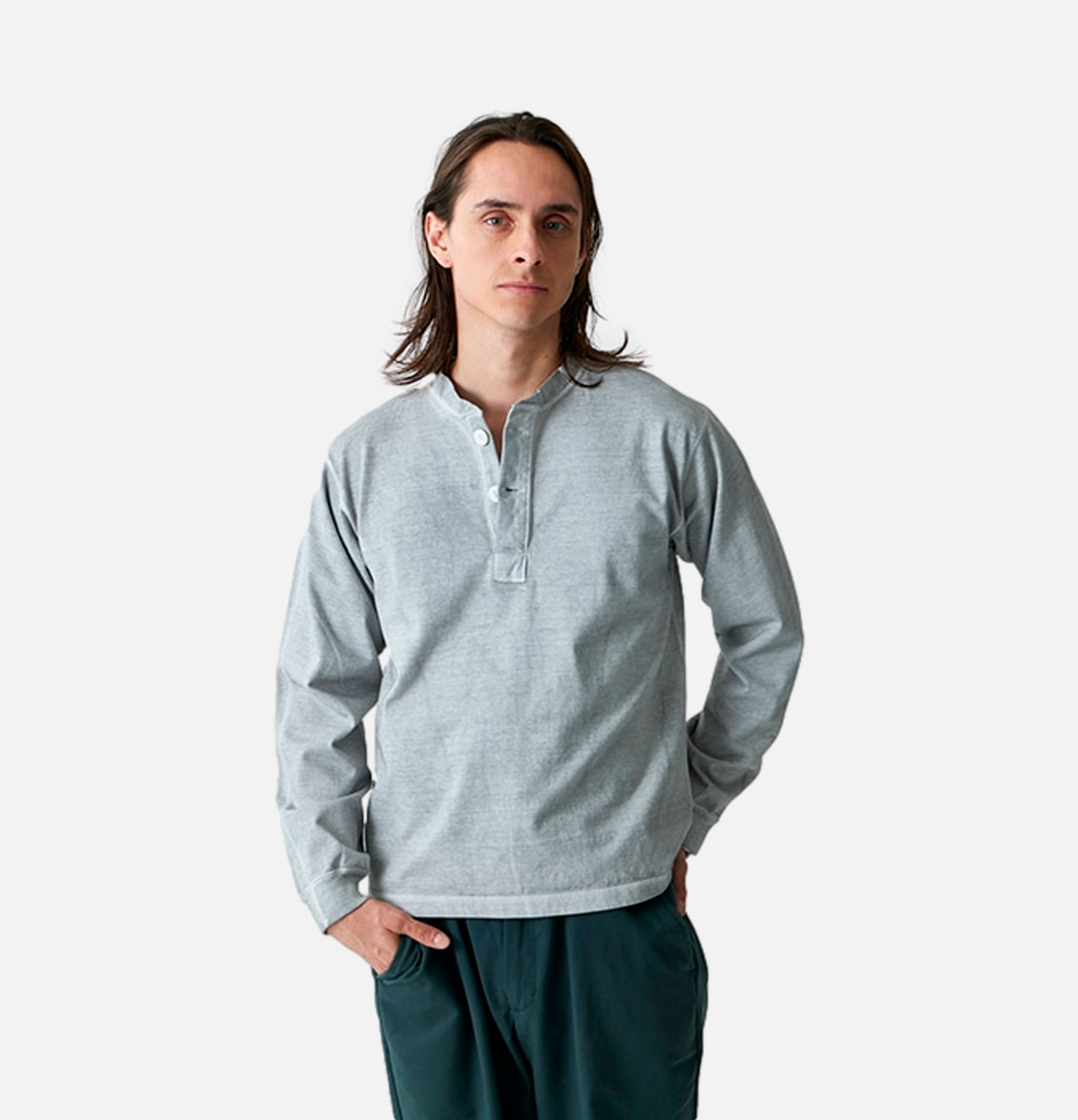 Good On Ls Heavy Henley Tee Ash Grey