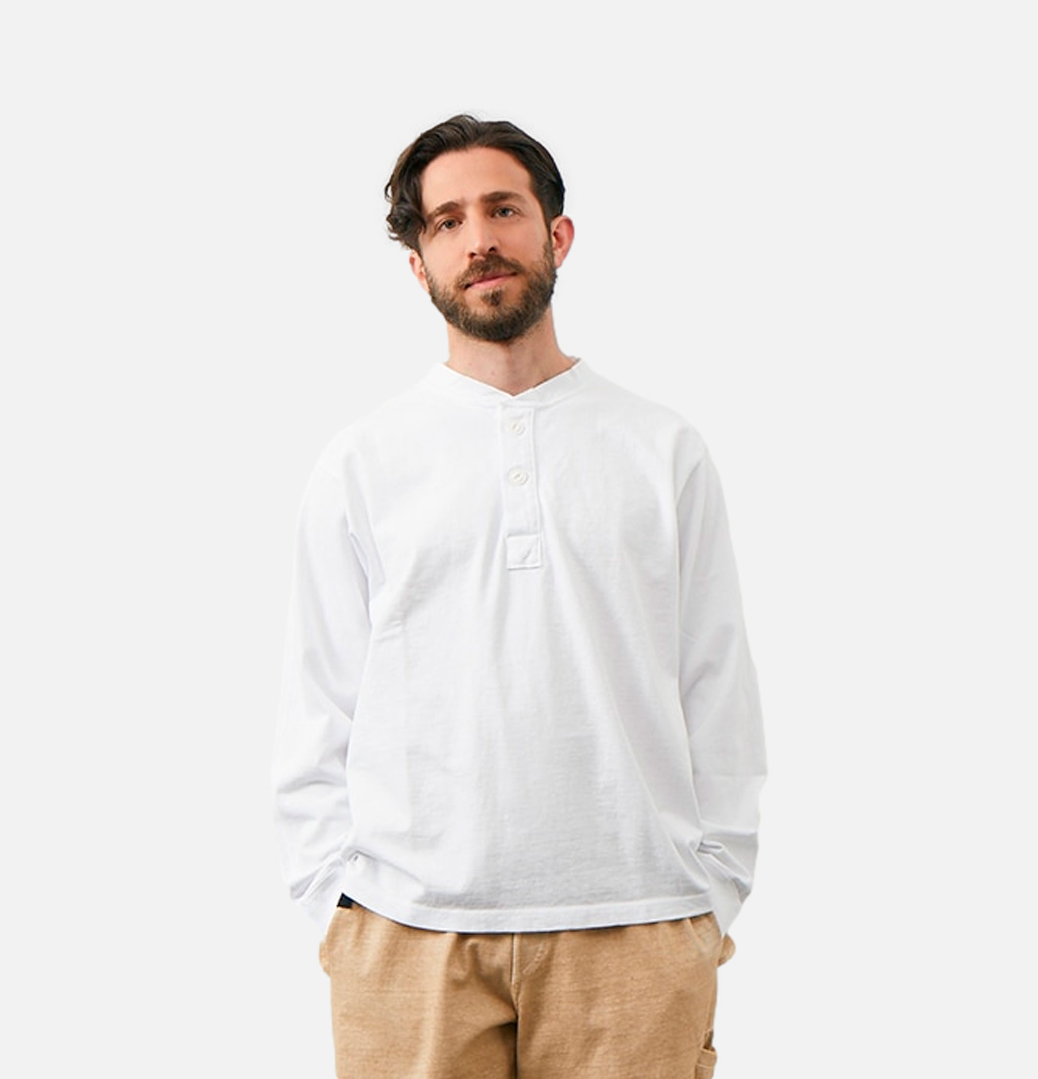 Good On Ls Heavy Henley Tee White