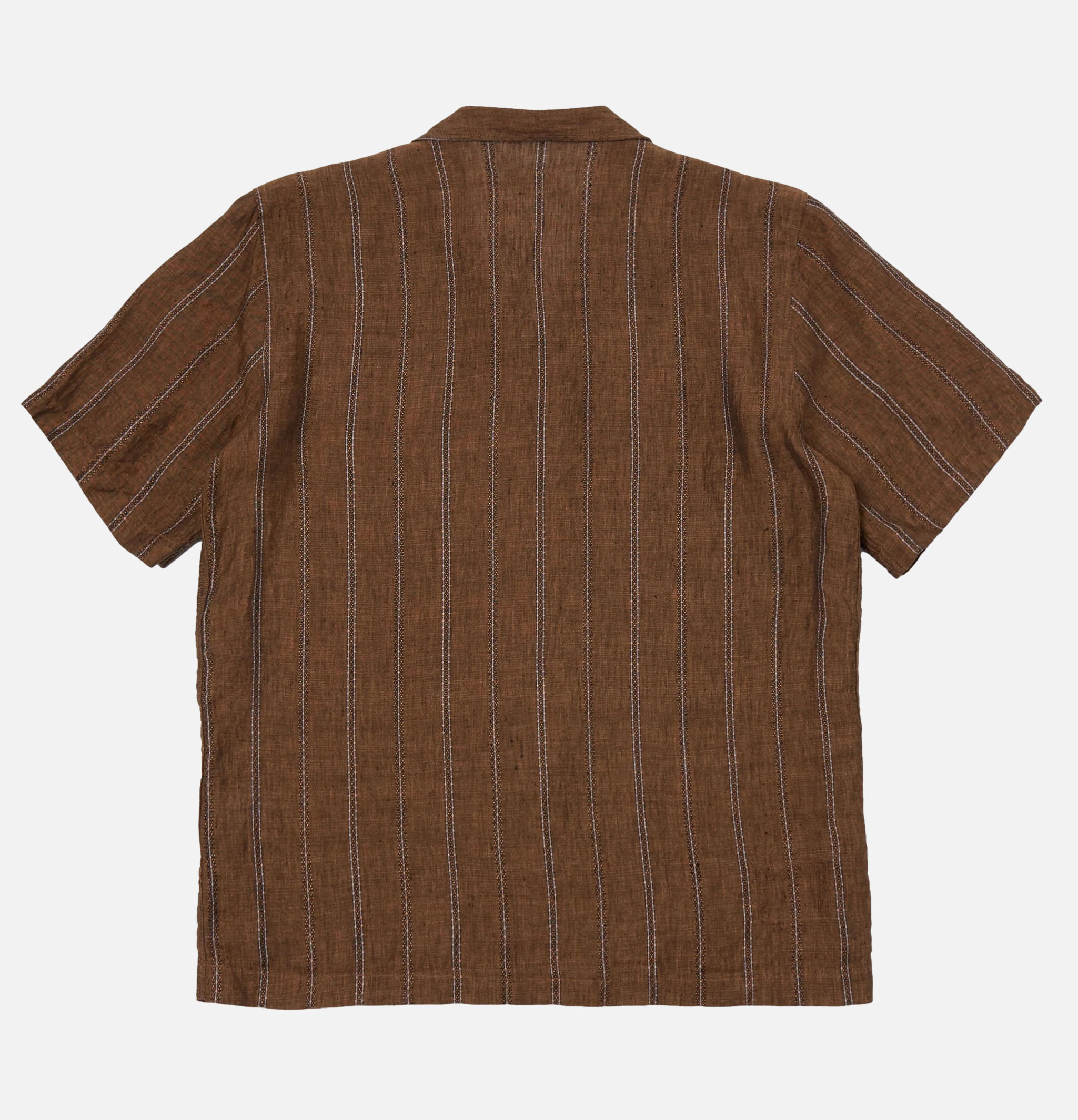 Universal Works Road Shirt Linen Stripe Brown