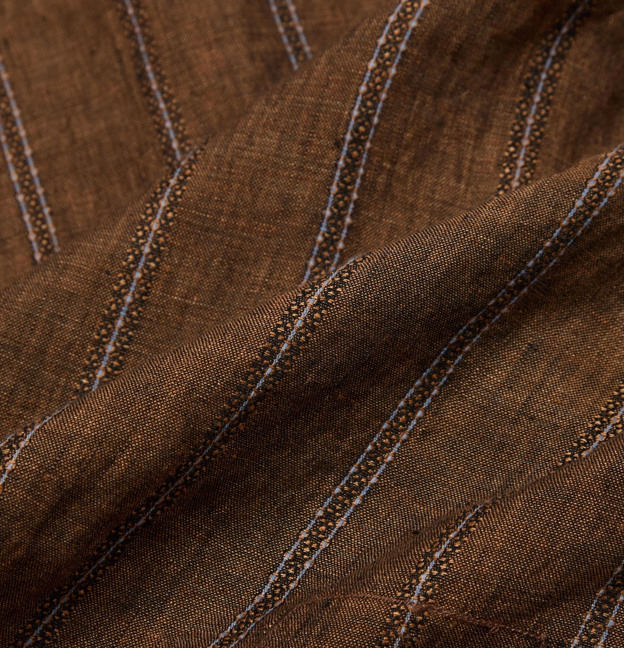 Universal Works Road Shirt Linen Stripe Brown