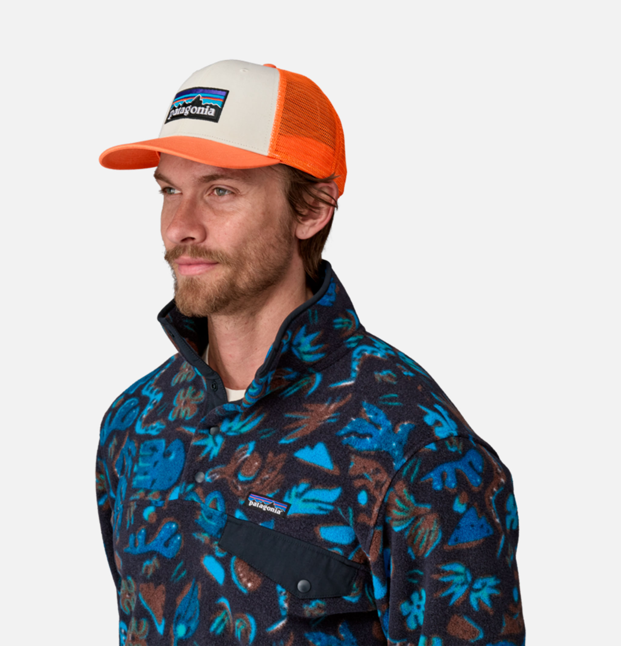 Casquette Patagonia P6 Logo Trucker White Redtail Rust