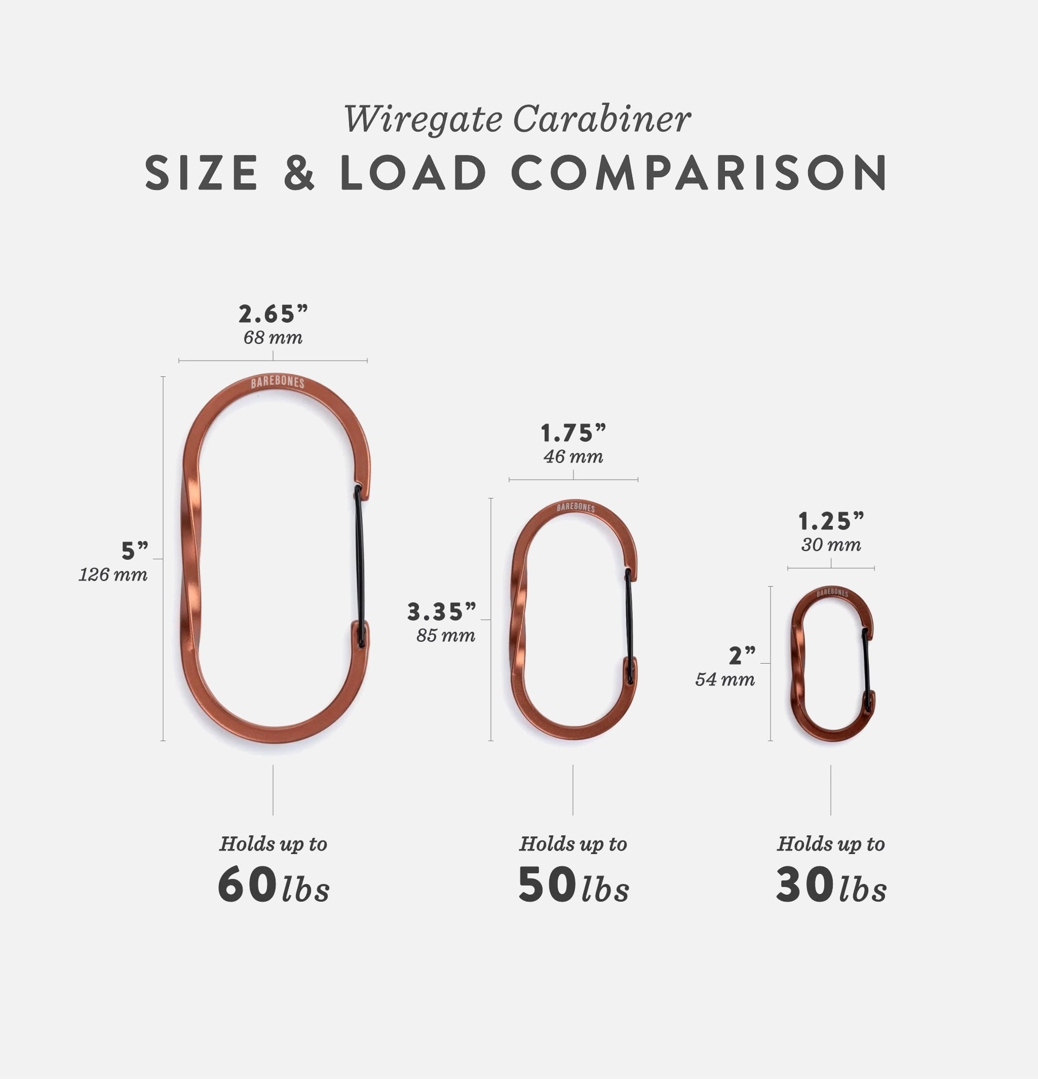 Barebones Wiregate Carabiner Small Cuivre